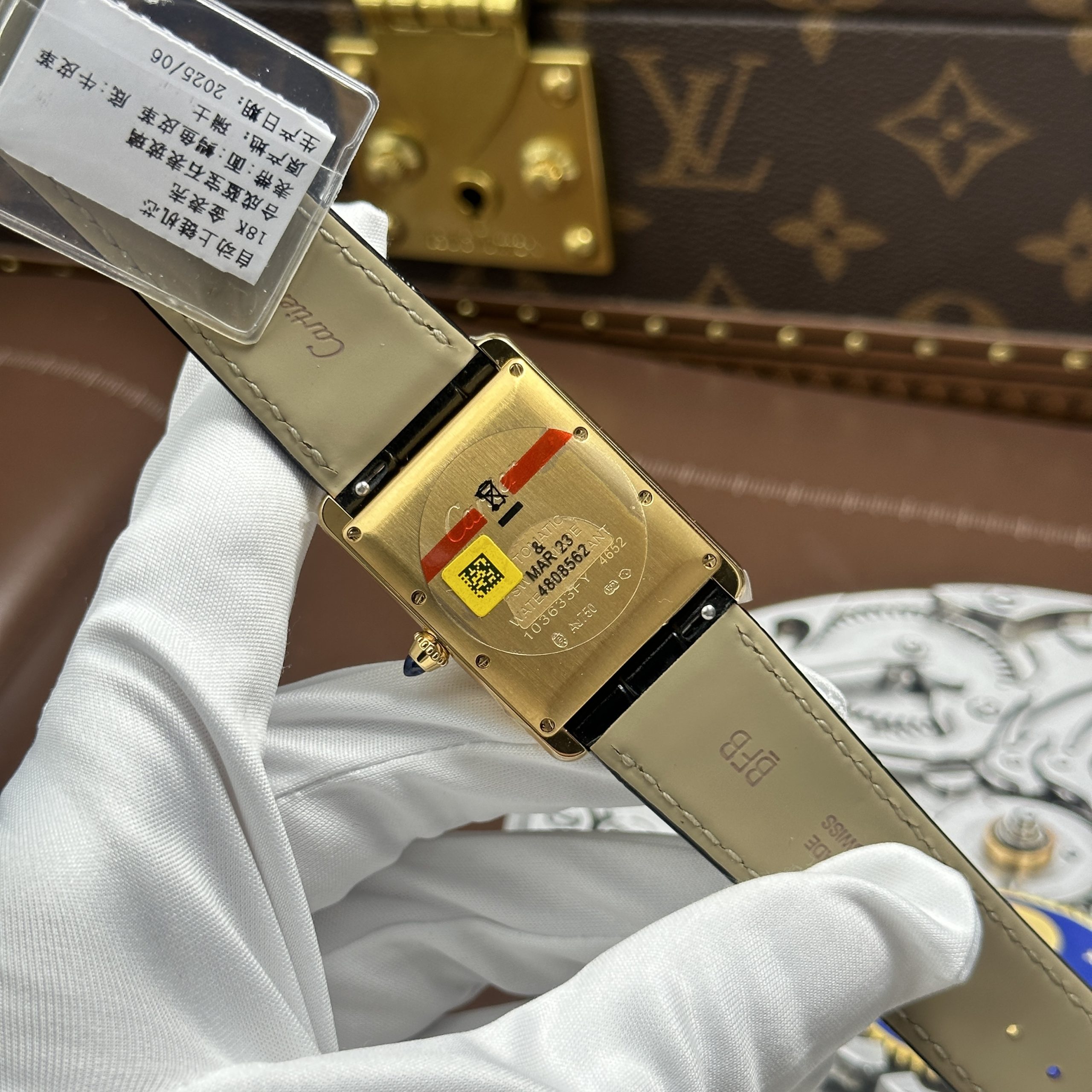Cartier Tank Louis XL Best Quality Replica Watch Gold Plate White Dial Automatic Leather Strap 27.8 x 38 (3)