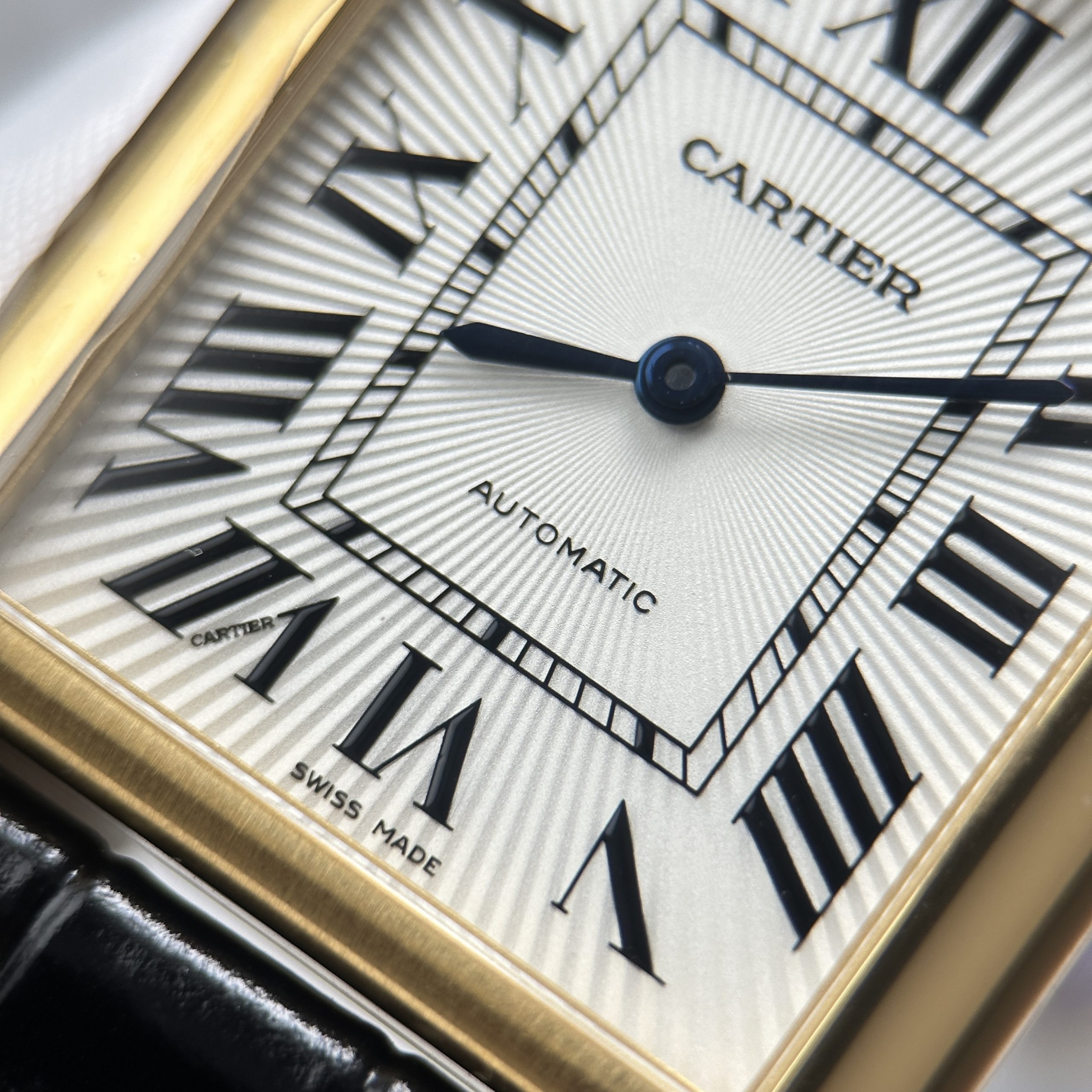 Cartier Tank Louis XL Best Quality Replica Watch Gold Plate White Dial Automatic Leather Strap 27.8 x 38 (5)