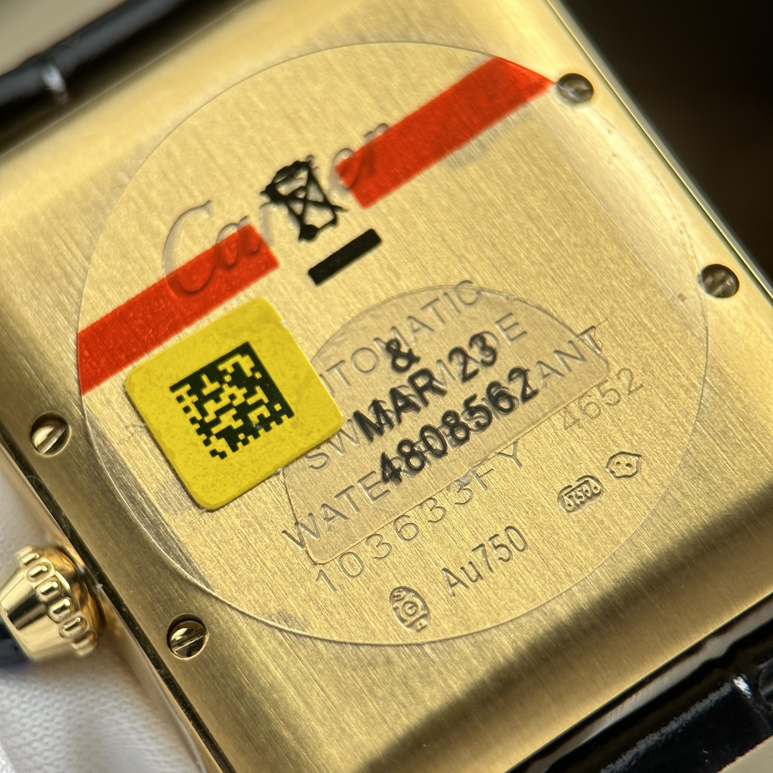 Cartier Tank Louis XL Replica Watch Gold Plate White Dial Black Leather Strap 27.8 x 38 (3)