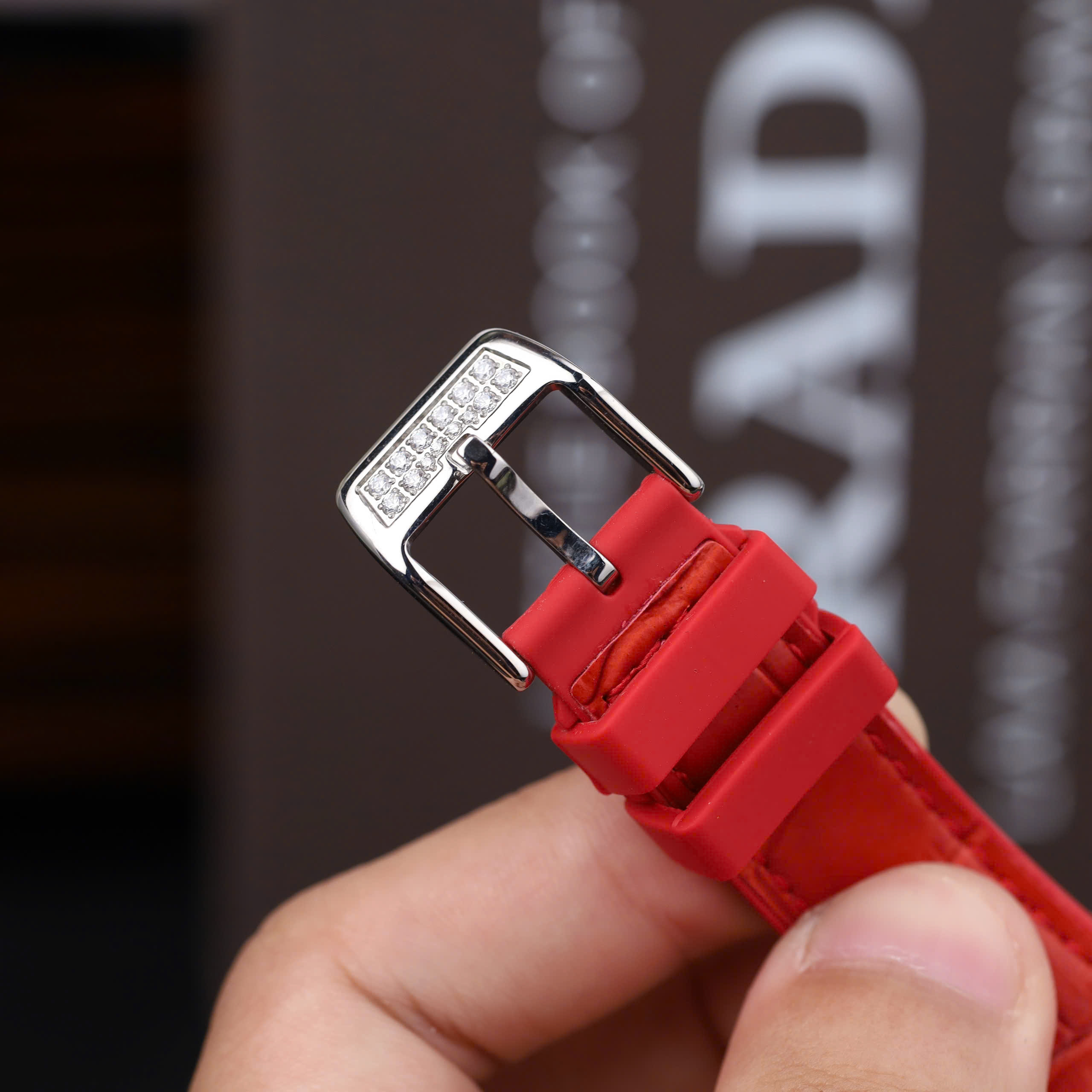 Franck Muller V32 Knock Off Watch Red Dial Rhinestone Case Rubber Strap ABF Factory 36mm (3)