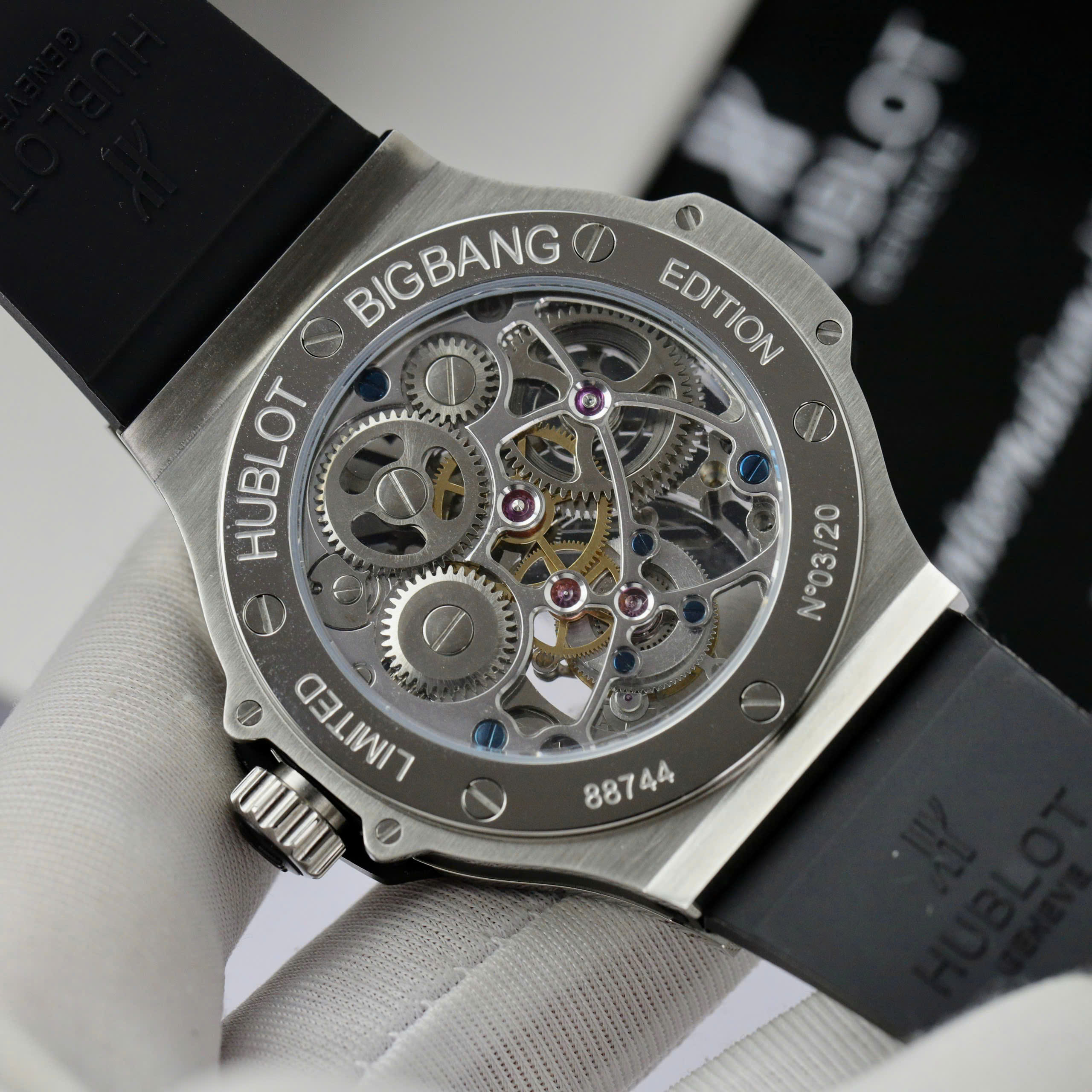 Hublot Big Bang Tourbillon Luxury Imitaiton Watch Skeleton Dial Titanium Case Rubber Strap 44mm (2)