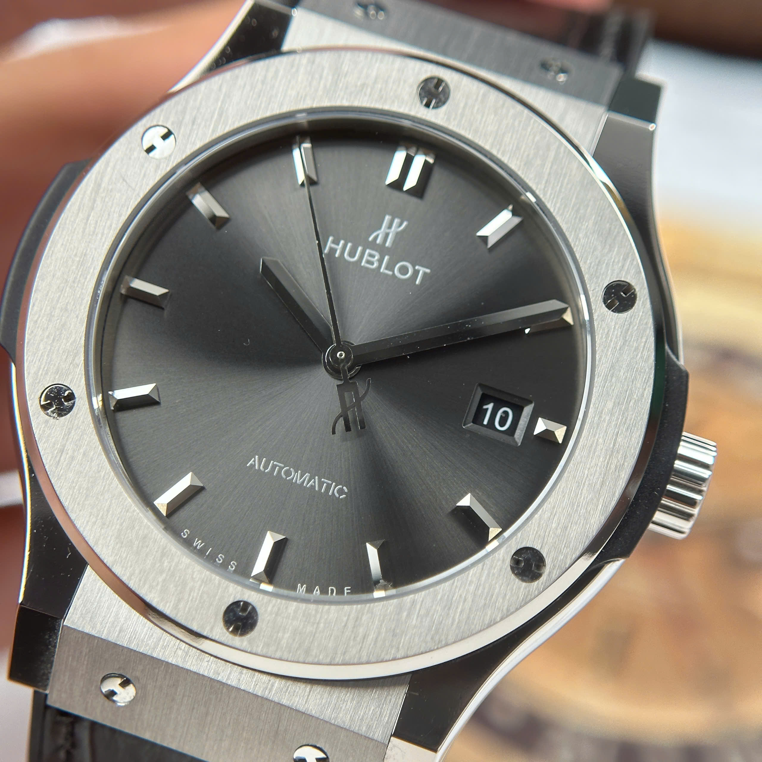 Hublot Classic Fusion Best Quality Replica Watch Titanium Case Grey Dial Rubber Strap JJZ Factory 42mm (7)