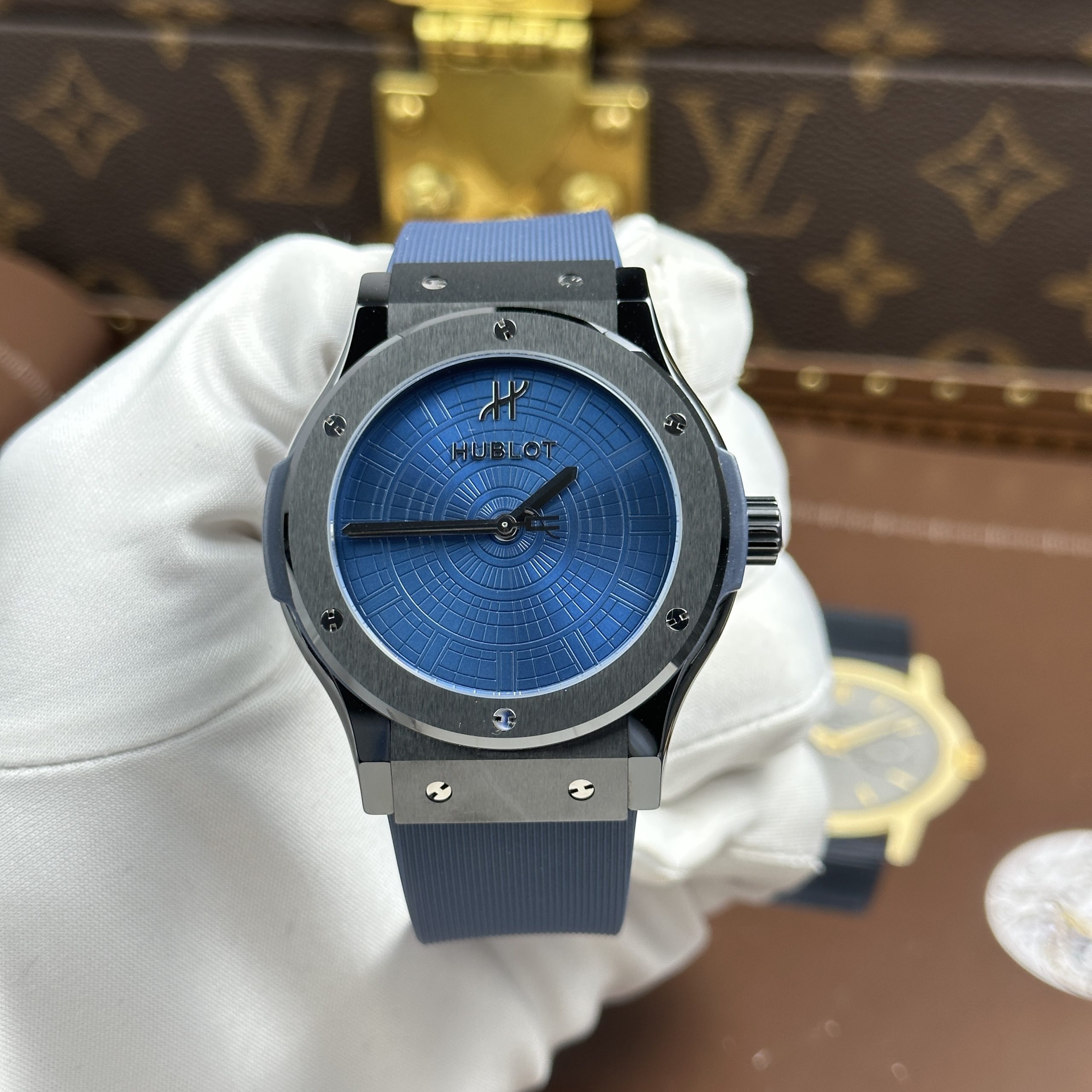 Hublot Classic Fusion Knock Off Watch Boutique Pisa 1940 Edition Ceramic Case Blue Dial Rubber Strap JJZ Factory 42mm (11)