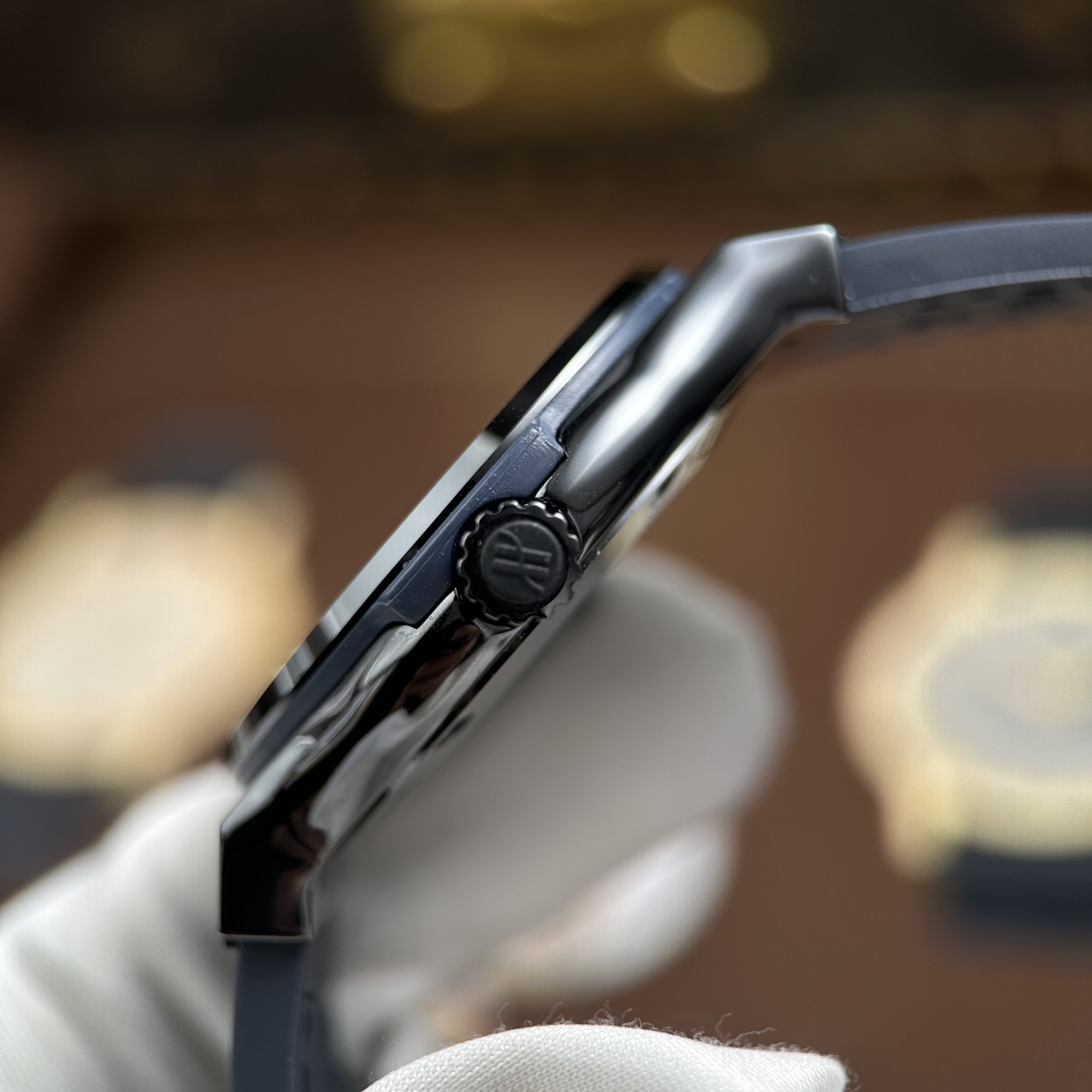 Hublot Classic Fusion Luxury Imitation Watch Boutique Pisa 1940 Ceramic Case Blue Dial Leather Cover Rubber Strap JJZ Factory 42mm (4)