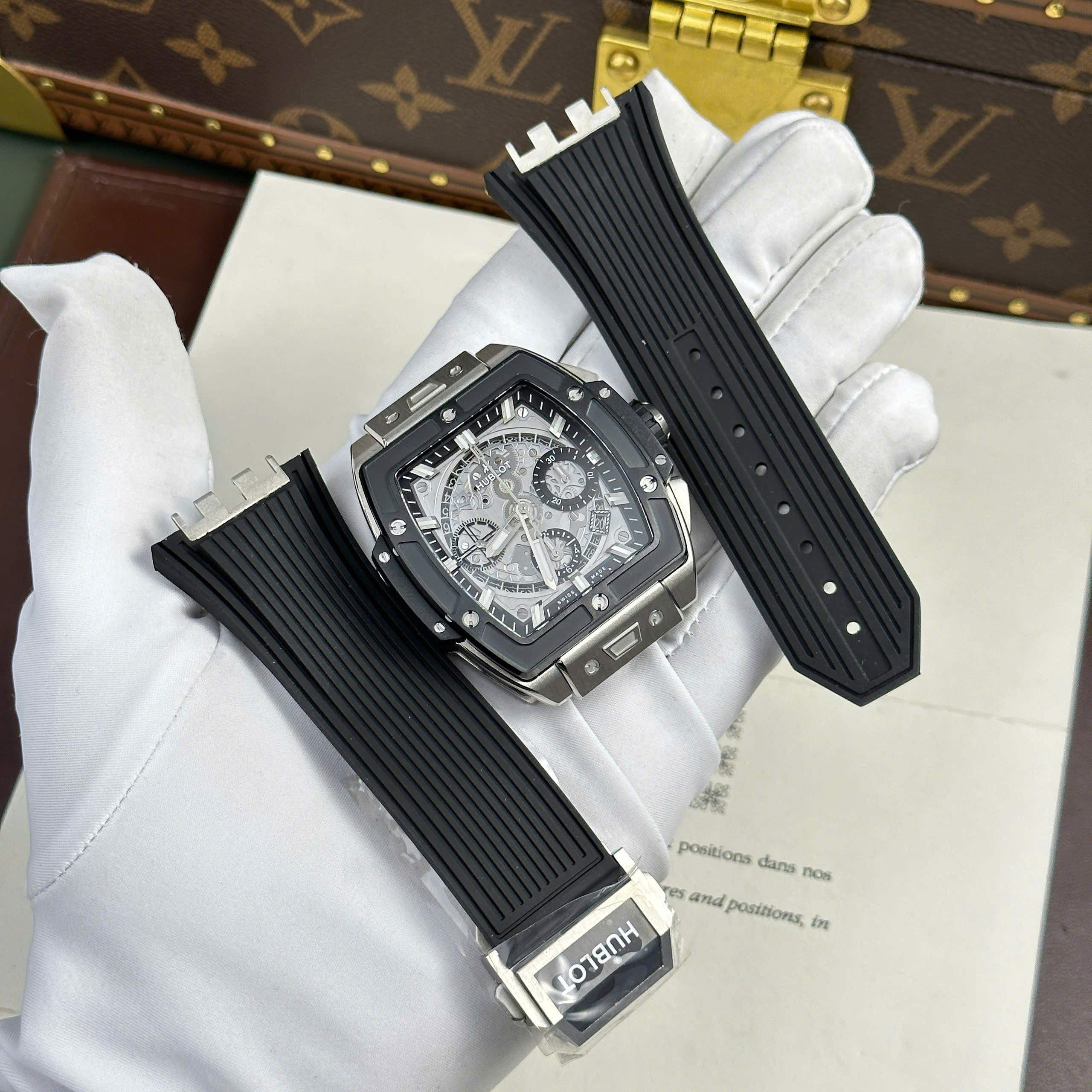 Hublot Spirit Of Big Bang Knock Off Watch Titanium Case Black Dial Rubber Strap One Click BBR Factory 42mm (1)