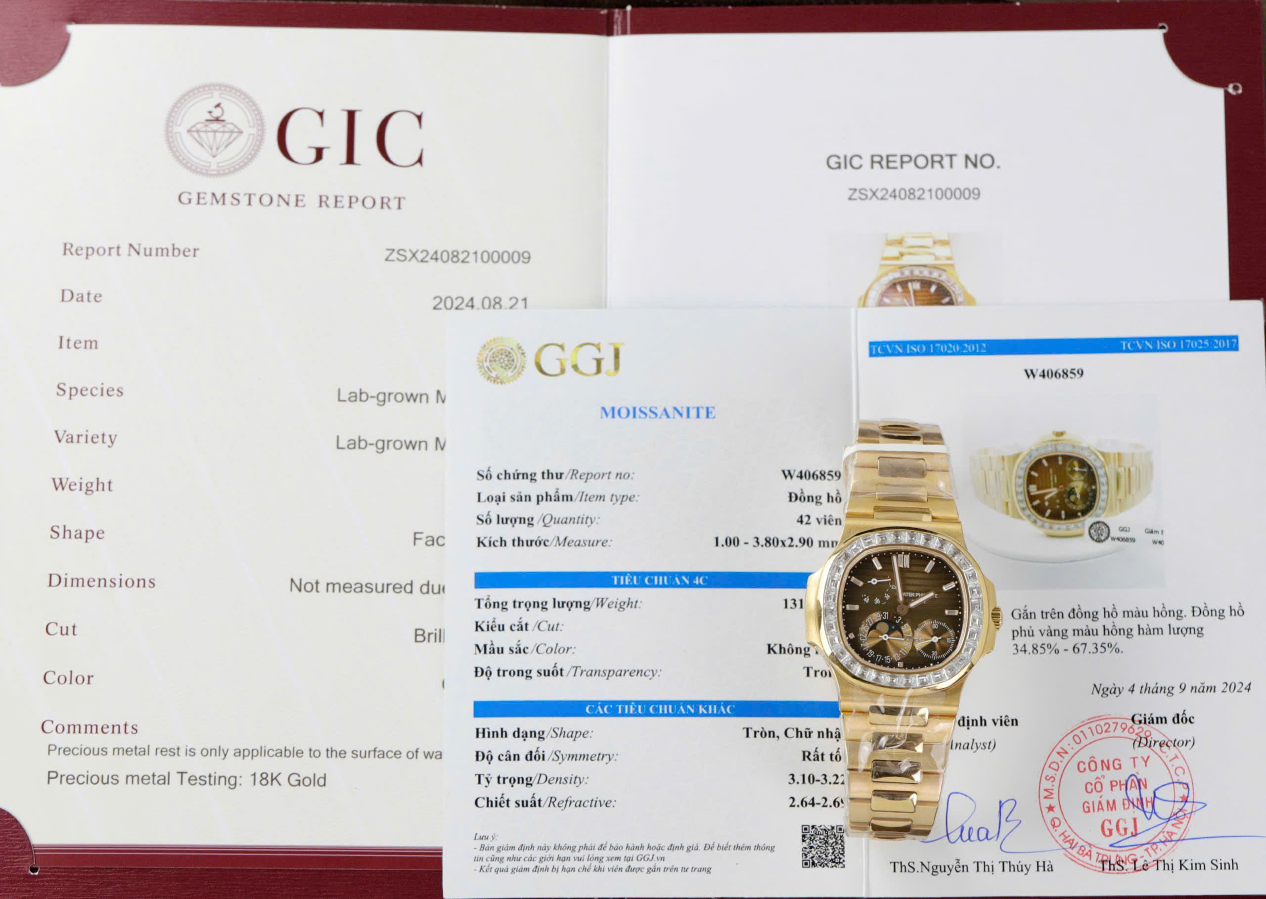 Patek Phililppe Nautilus 5724R Best Replica Watch 18K Gold Wrapped Bezel Diamond Moissanite Baguette Brown Chocolate Dial PPF Factory 40mm (10)