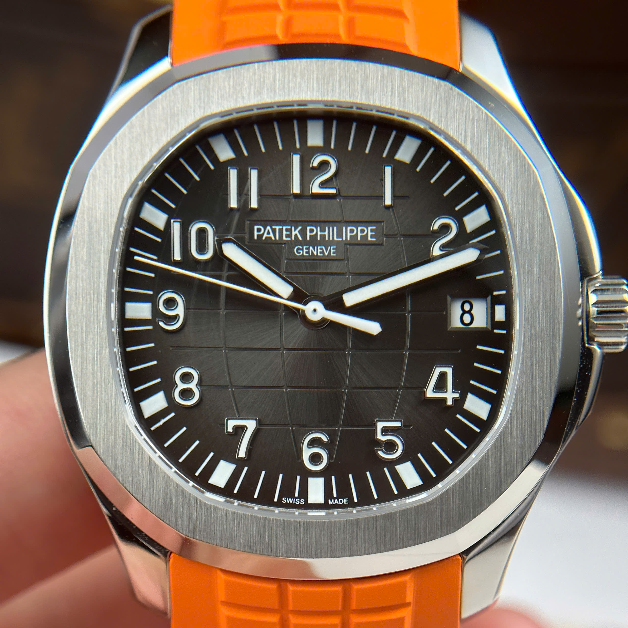Patek Philippe Aquanaut 5167 Replica Watch Grey Dial Orange Rubber Strap BBF Factory 40mm (9)
