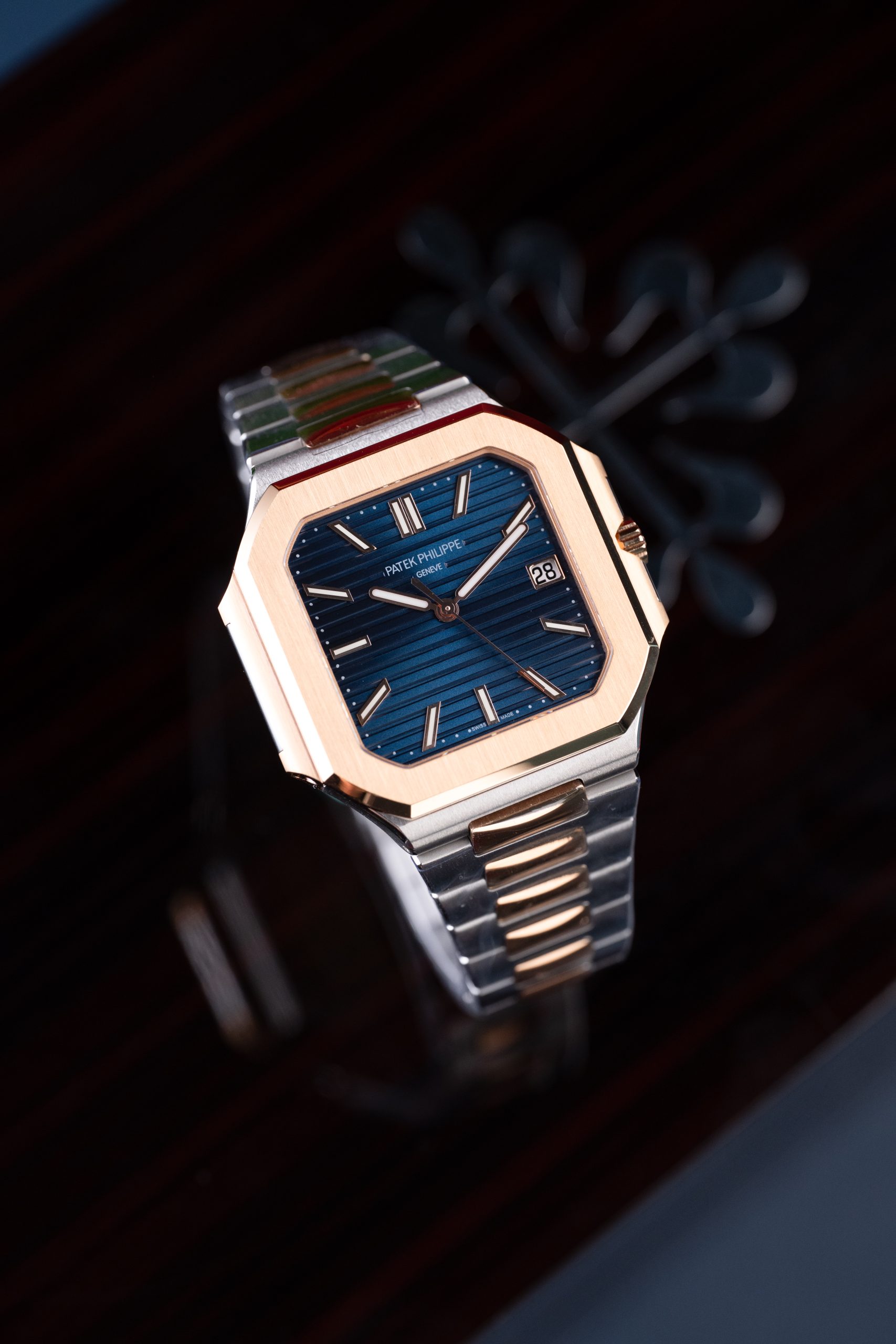 Patek Philippe Cubitus 5821 Imitaiton Watch Rose Gold Plate Blue Dial Custom Factory 45mm (1)