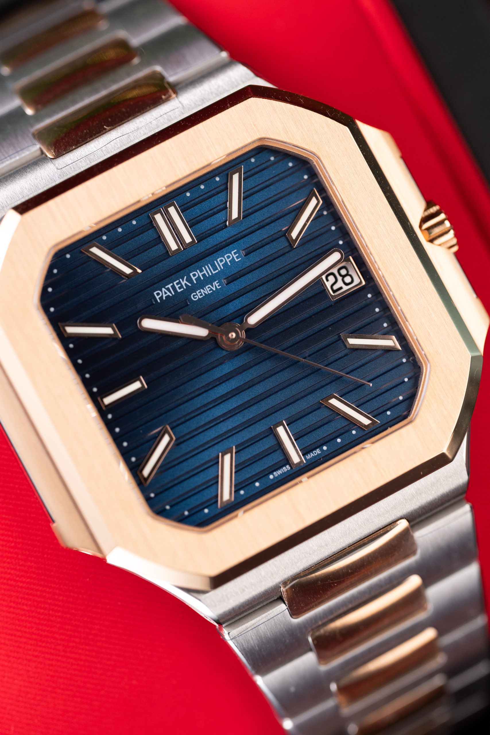 Patek Philippe Cubitus 5821 Imitaiton Watch Rose Gold Plate Blue Dial Custom Factory 45mm (17)