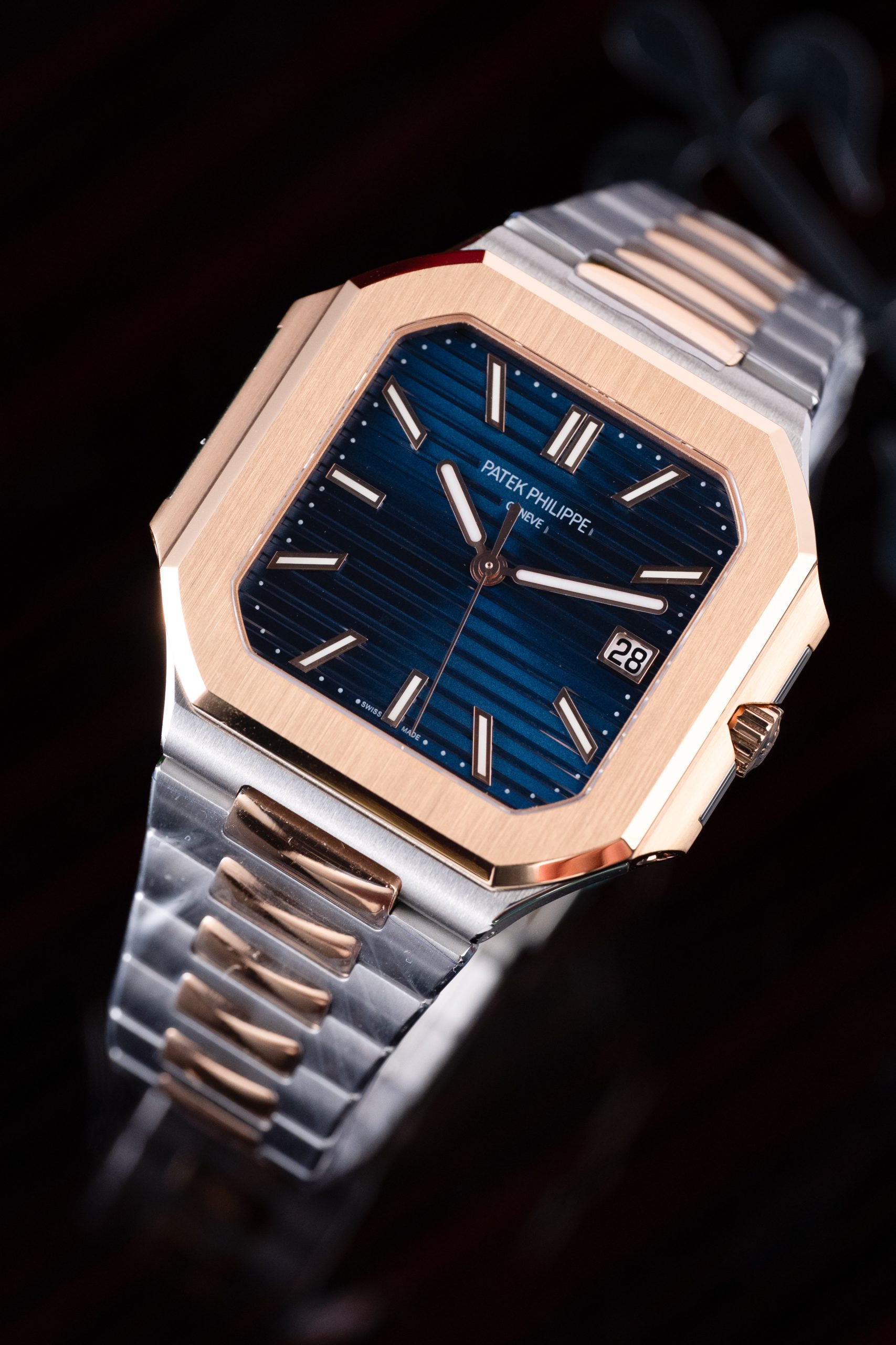 Patek Philippe Cubitus 5821 Imitaiton Watch Rose Gold Plate Blue Dial Custom Factory 45mm (18)