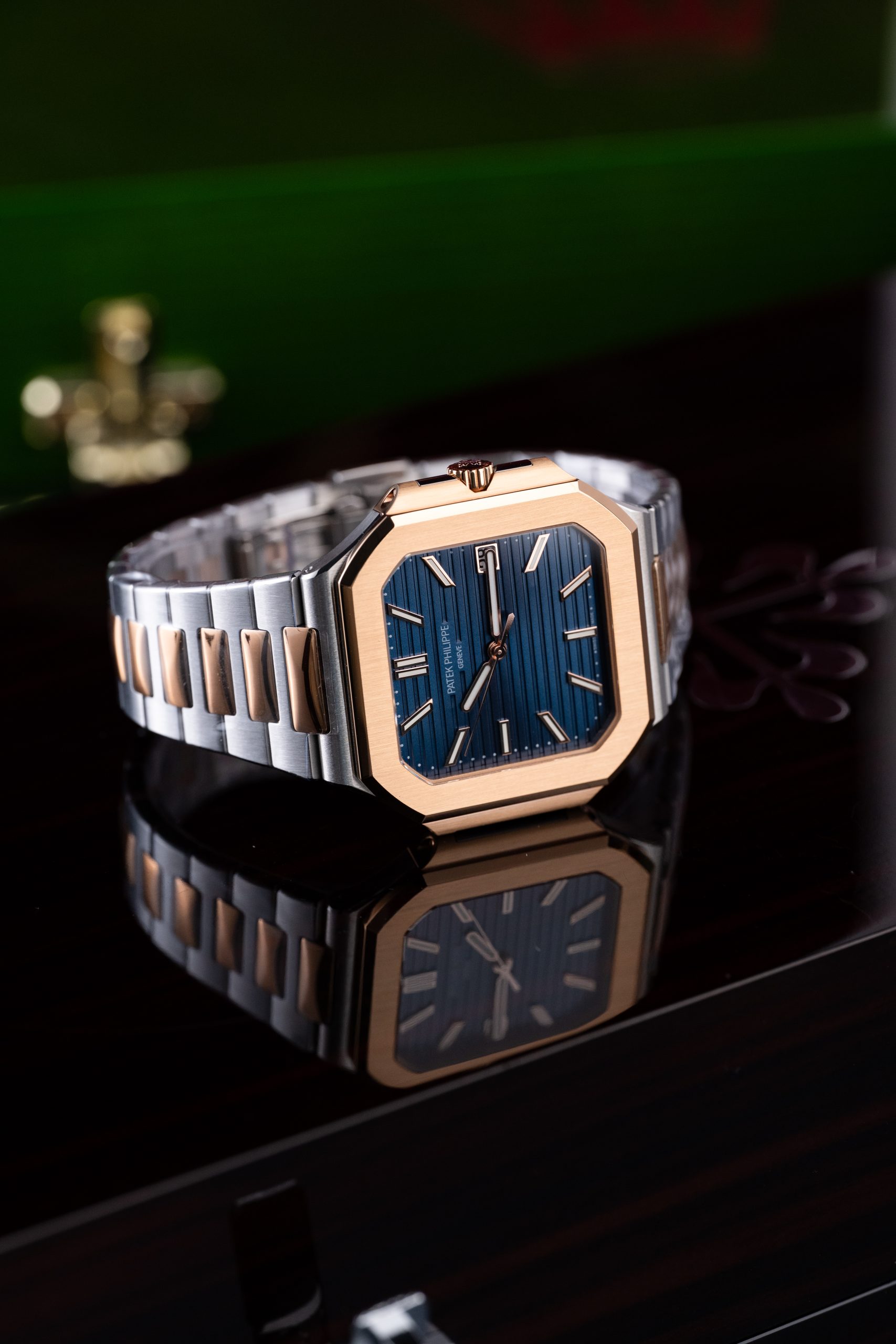 Patek Philippe Cubitus 5821 Imitaiton Watch Rose Gold Plate Blue Dial Custom Factory 45mm (19)