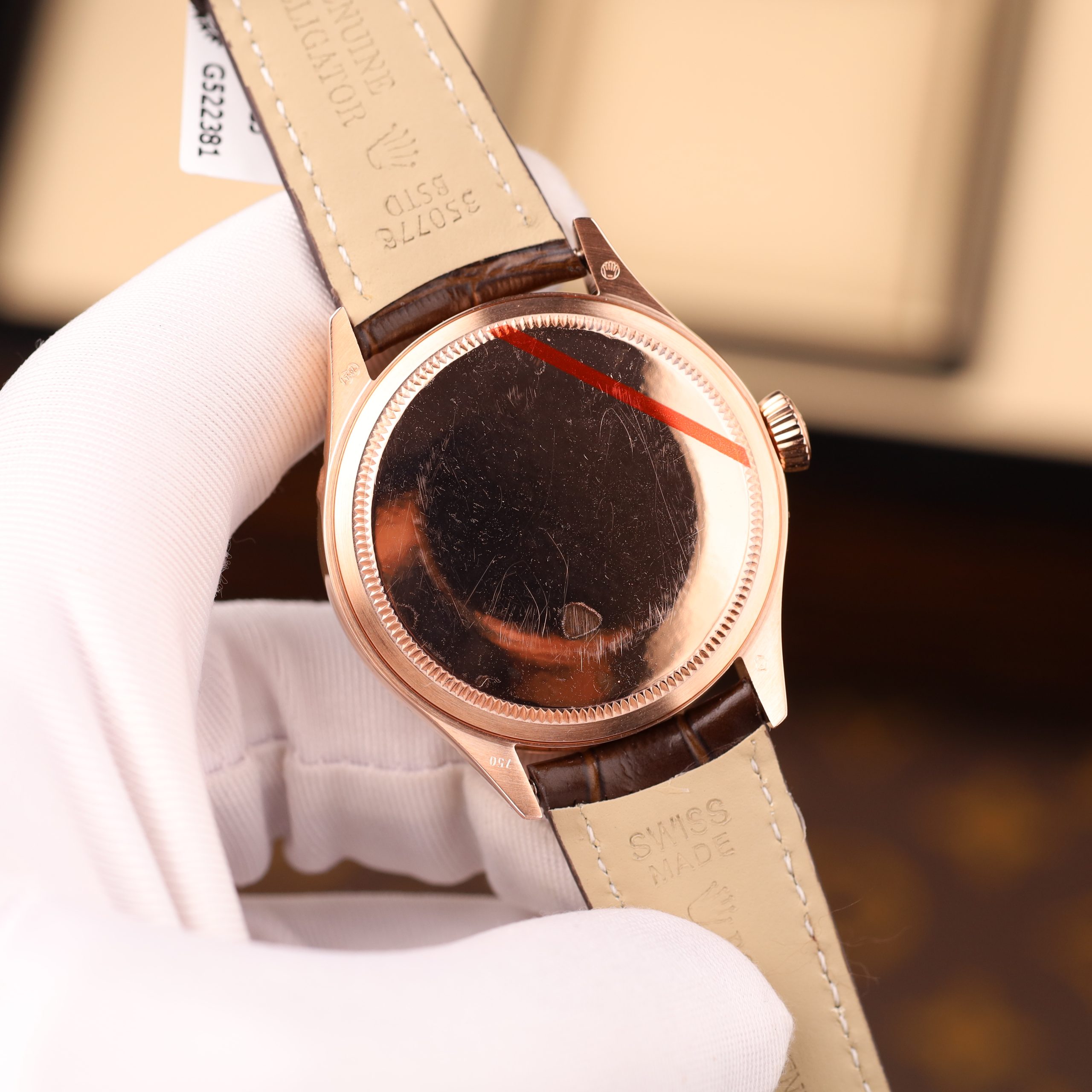 Rolex Cellini 50535 Best Quality Replica Watch 18K Gold Wrapped White Dial Leather Strap 39mm (4)