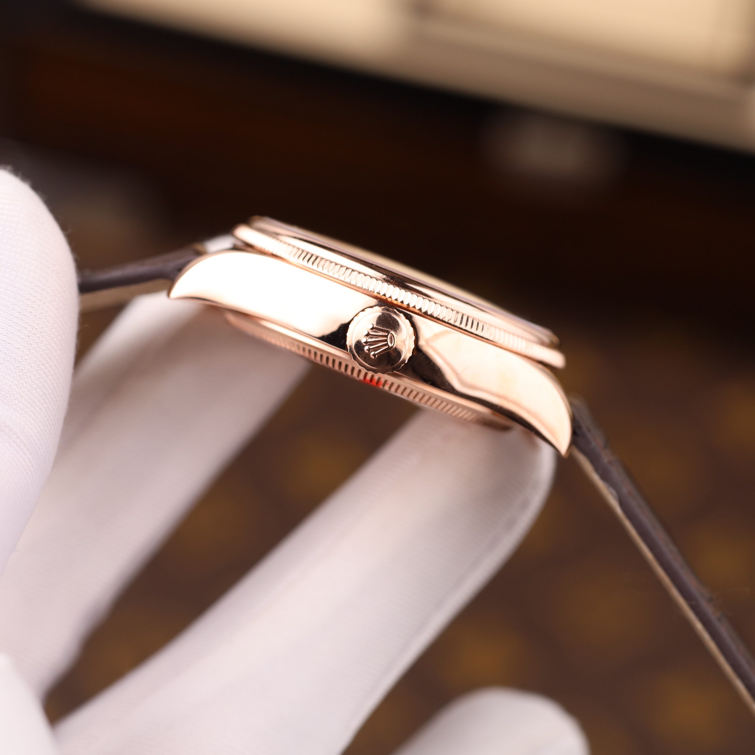 Rolex Cellini 50535 Best Quality Replica Watch 18K Gold Wrapped White Dial Leather Strap 39mm (5)