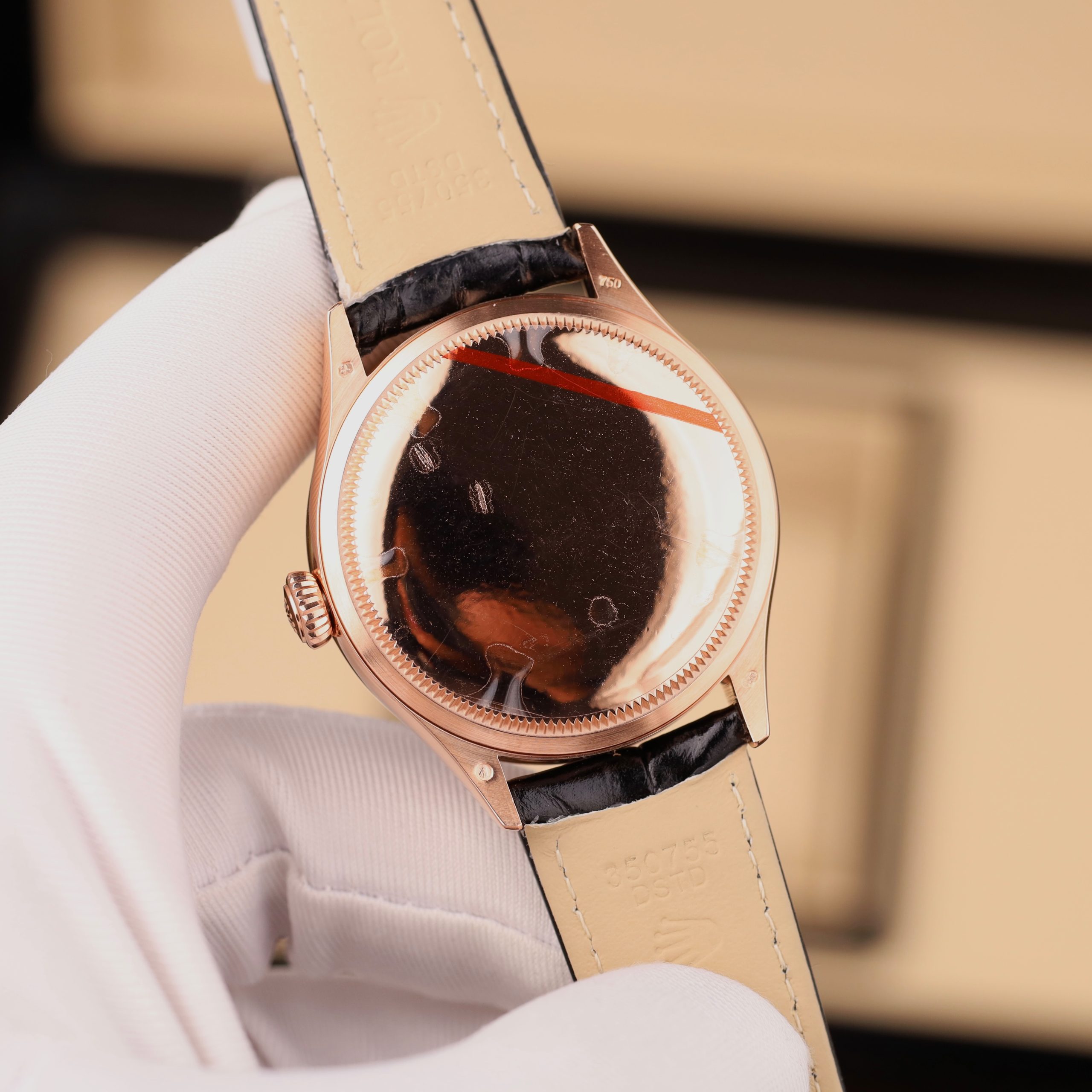 Rolex Cellini Dual Time 39mm Rose Gold 50525 Imitation Watch 18K Gold Wrapped Brown Chocolate Dial Leather Strap KZ Factory 39mm (6)