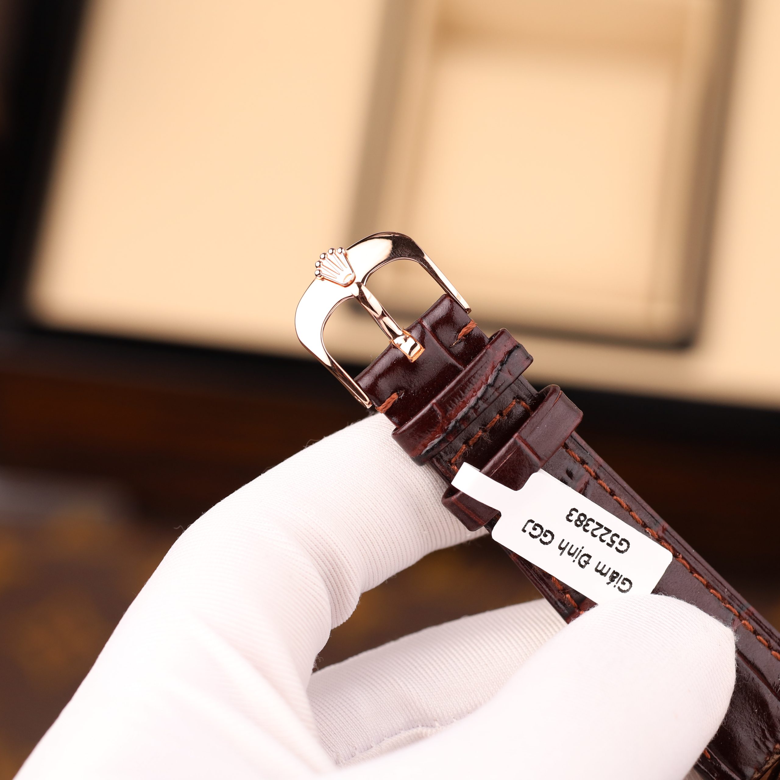 Rolex Cellini Dual Time 50252 High End Replicas Watch Gold Wrapped White Dial Leather Strap 39mm (2)