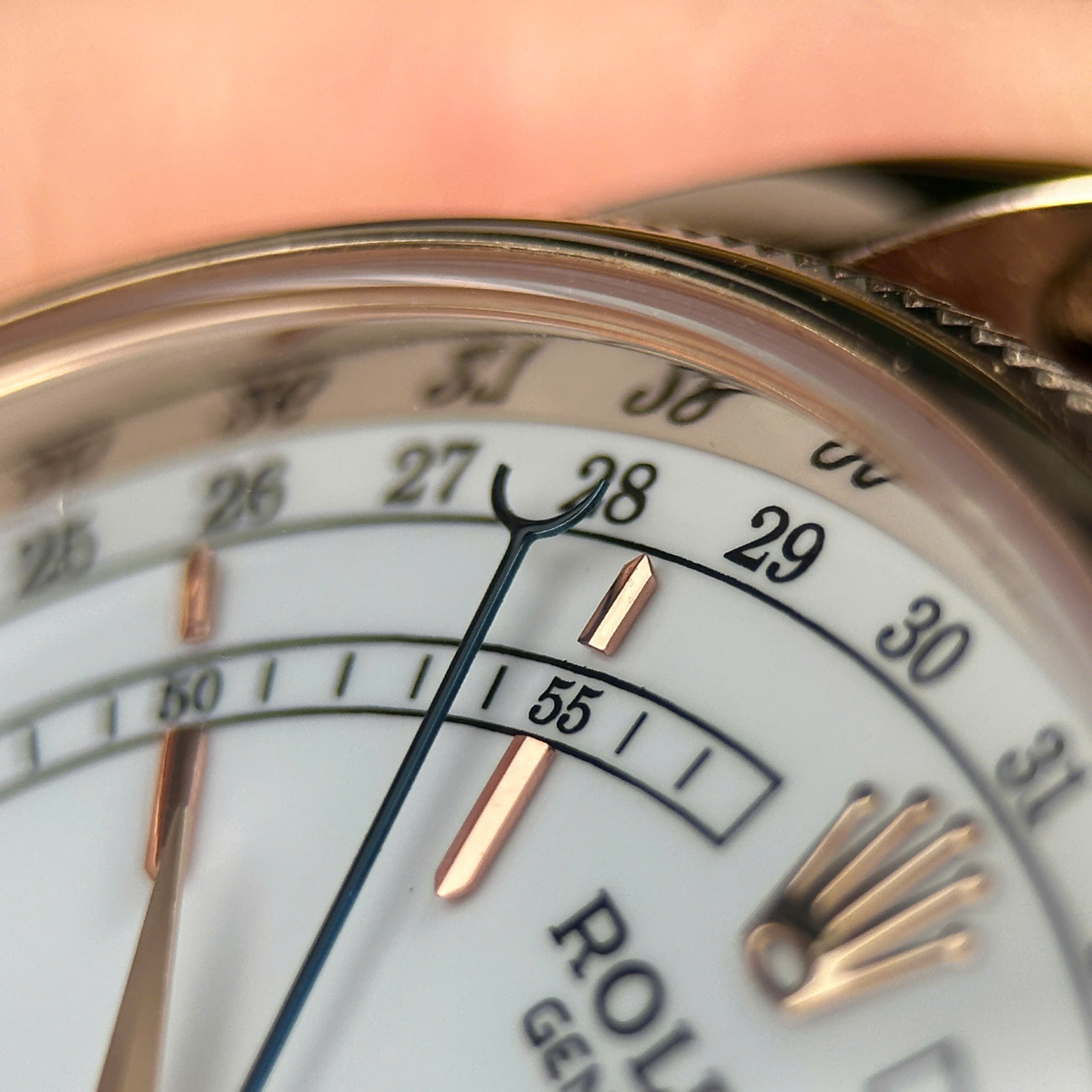 Rolex Cellini Moonphase 50535 Good Imitation Watch Rose Gold Plate Leather Strap KZ (6)