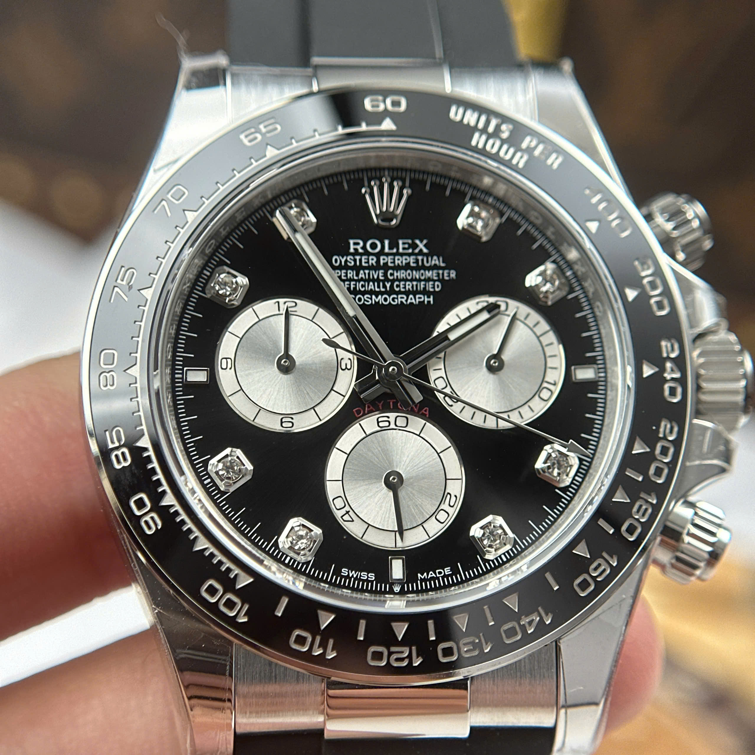 Rolex Cosmograph Daytona 126519LN Best Quality Replica Watch Black Dial Rhinestone Hours Clean Factory 40mm (9)