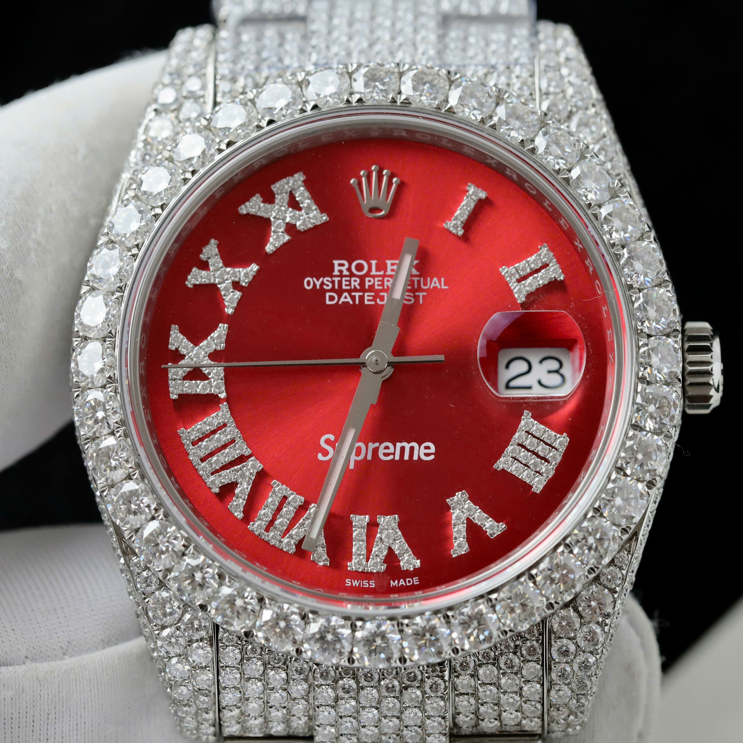 Rolex DateJust Best Quality Replica Watch Iced Out Diamond Moissanite Supreme Dial Oyster Bands 41mm (5)