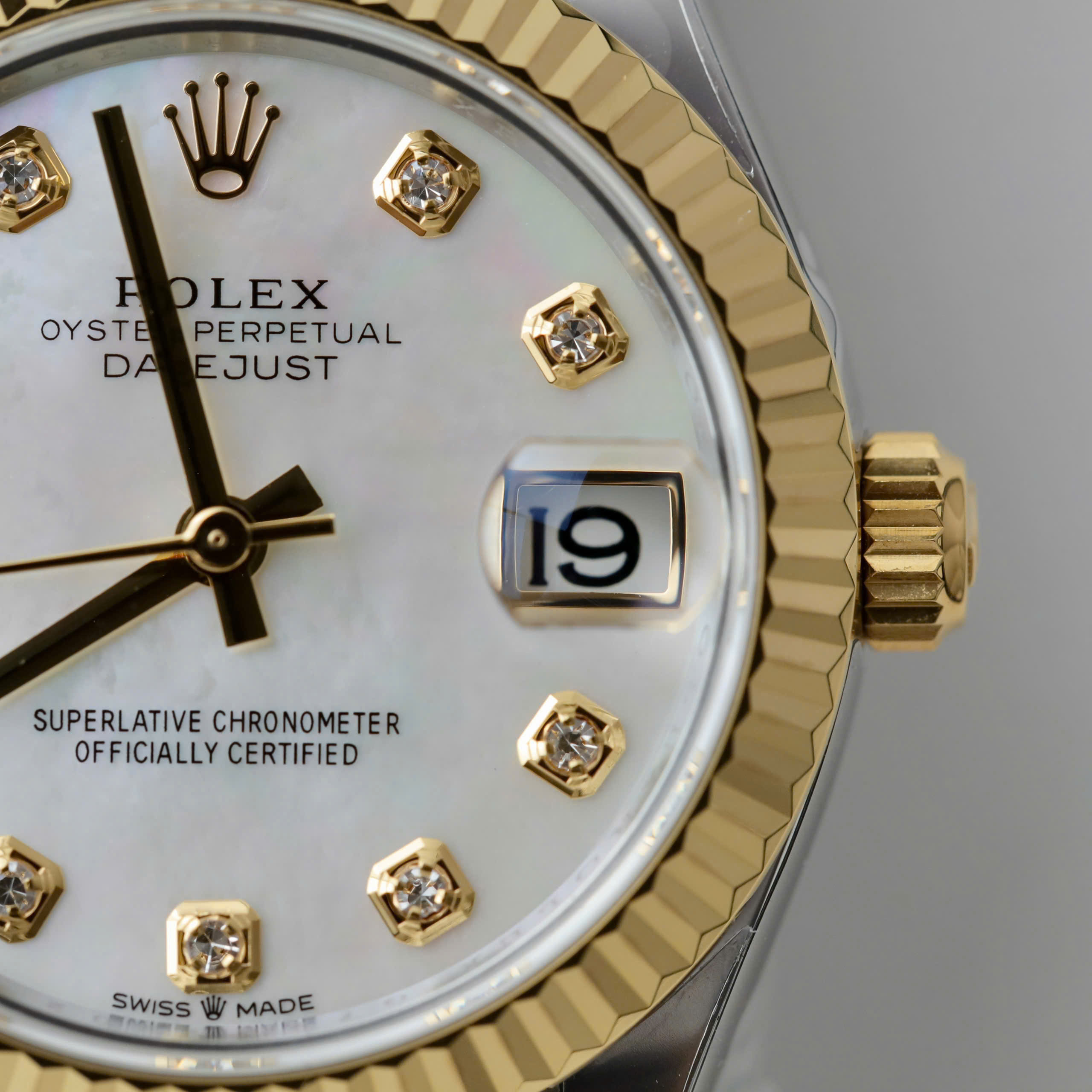 Rolex DateJust Lady Good Imitation Watches Mother Of Pearl Dial Two Tone Rose Gold Plate THB Factory 31mm (4)