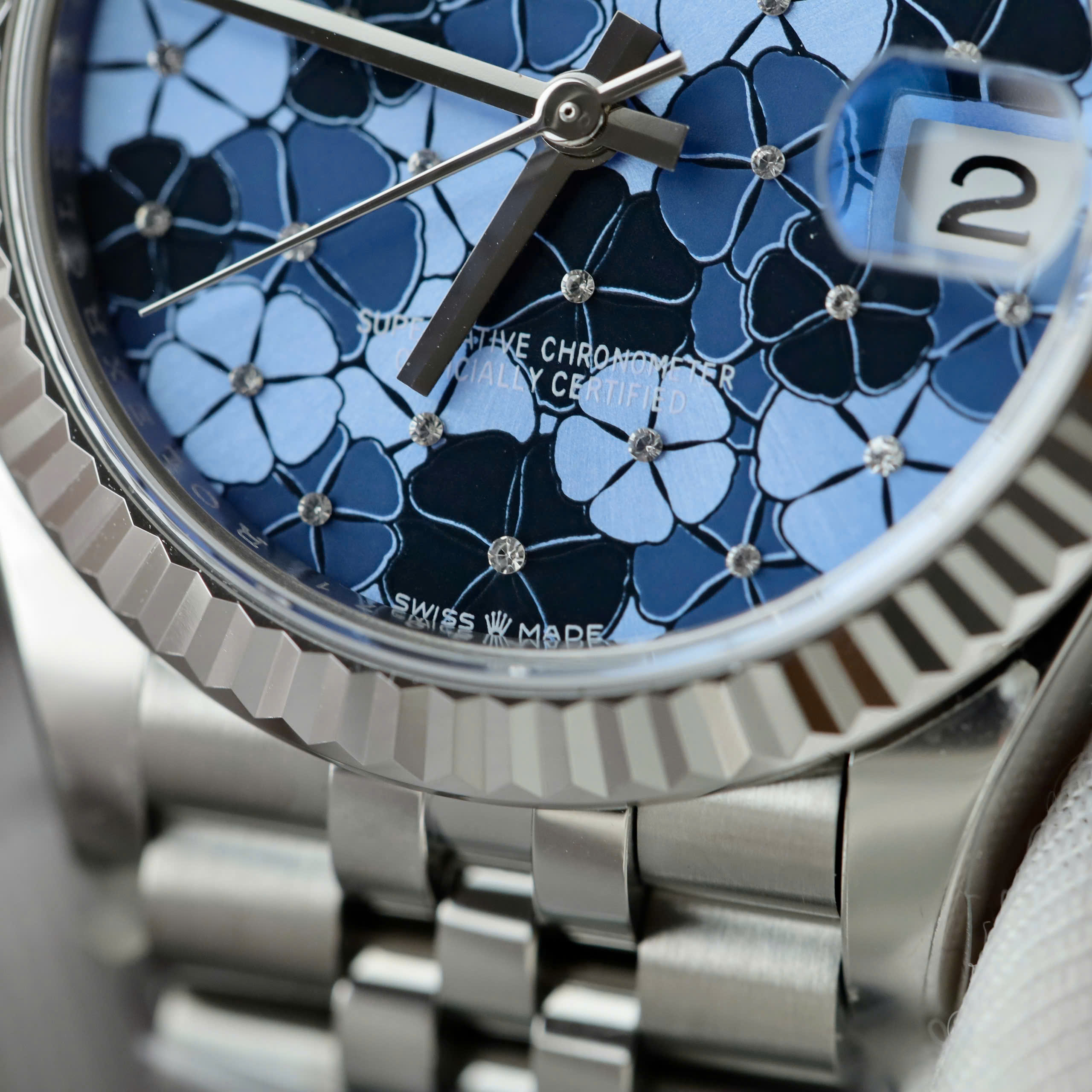 Rolex DateJust Lady High End Replicas Watches Blue Flower Dial Stainless Steel 904L THB Factory 31mm (4)