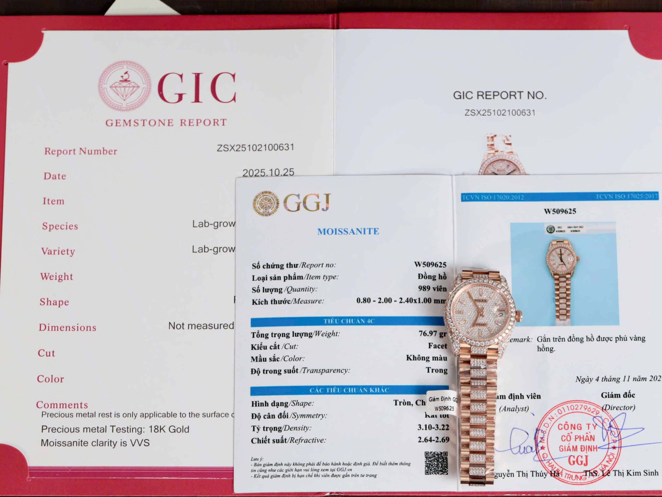 Rolex DateJust Lady Luxury Replica Watches 18K Gold Wrapped + Diamond Moissanite Dial + Moissanite On Midle Band 31mm (11)