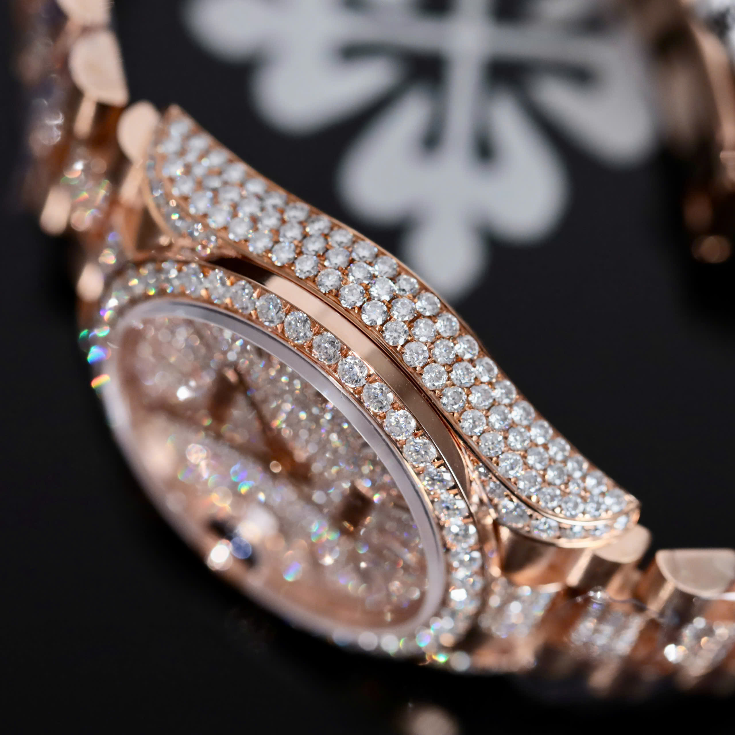 Rolex DateJust Lady Luxury Replica Watches 18K Gold Wrapped + Diamond Moissanite Dial + Moissanite On Midle Band 31mm (5)