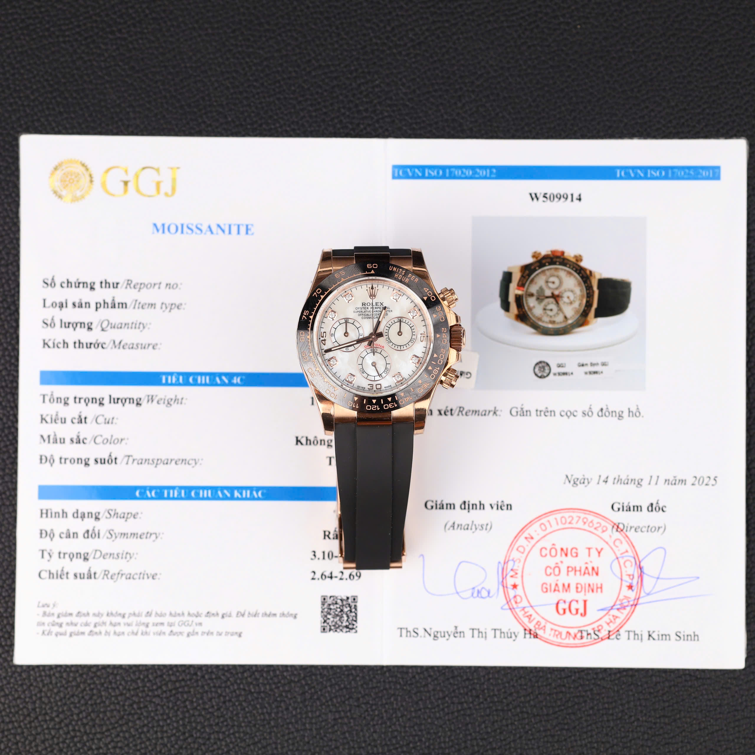 Rolex Daytona Good Imitaiton Watch Rose Gold Plate Mother Of Pearl Dial Moissanite Diamond On Hours Oyster Flex BT Factory 40mm (1)