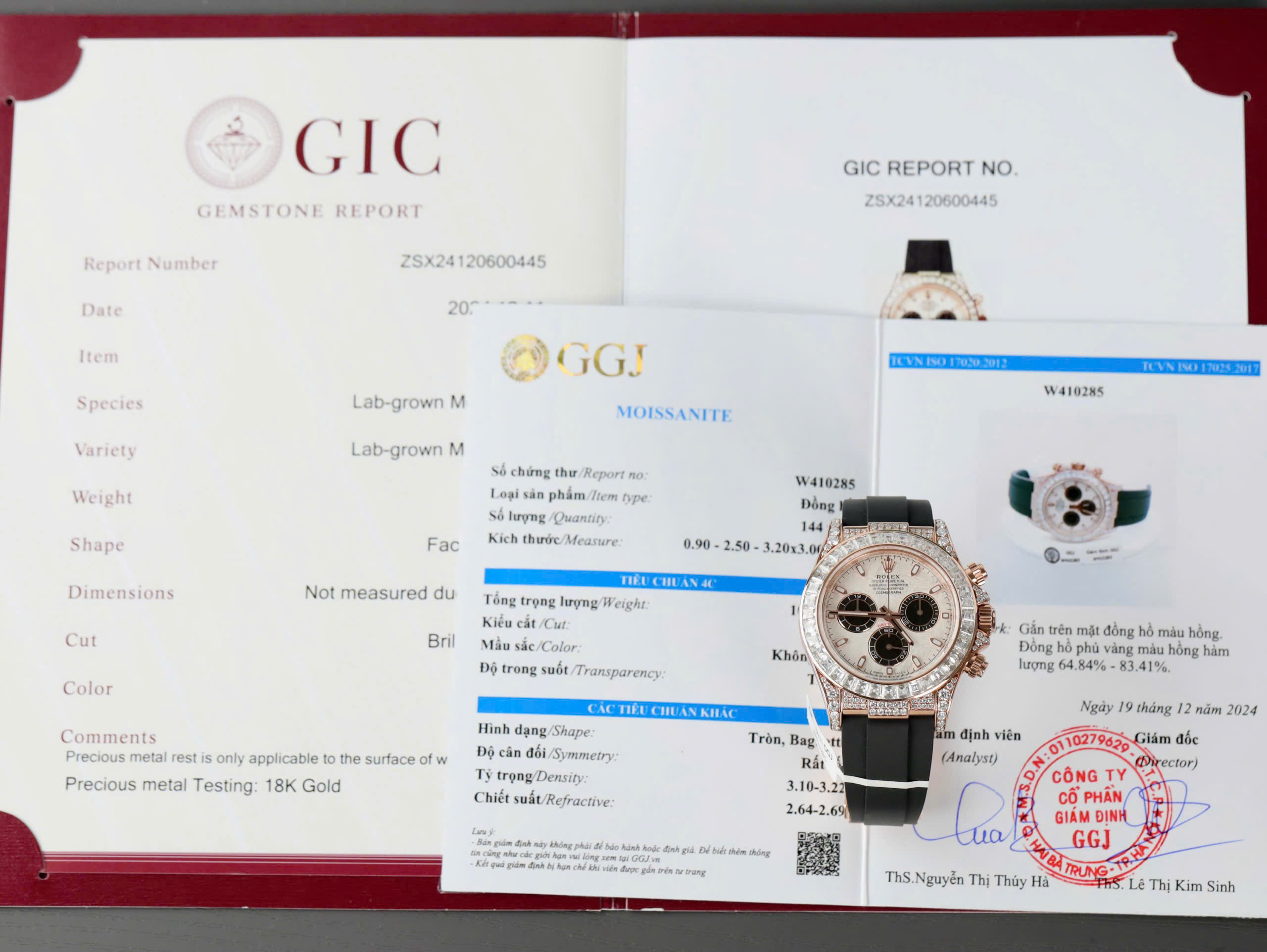 Rolex Daytona Imitation Watch 18K Gold Wrapped Case Diamond Moissanite Baguette On Bezel Meteorite Dial 40mm (10)