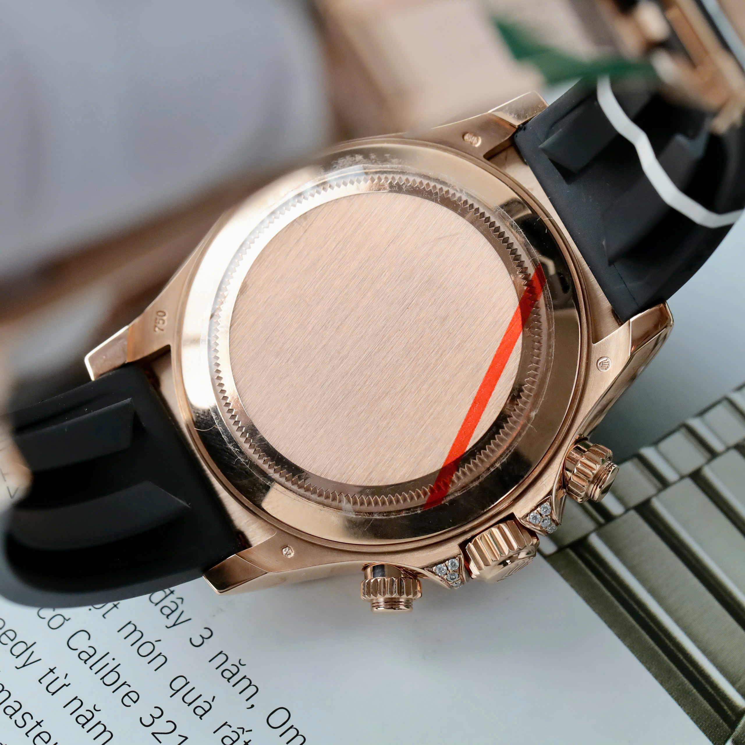 Rolex Daytona Imitation Watch 18K Gold Wrapped Case Diamond Moissanite Baguette On Bezel Meteorite Dial 40mm (3)