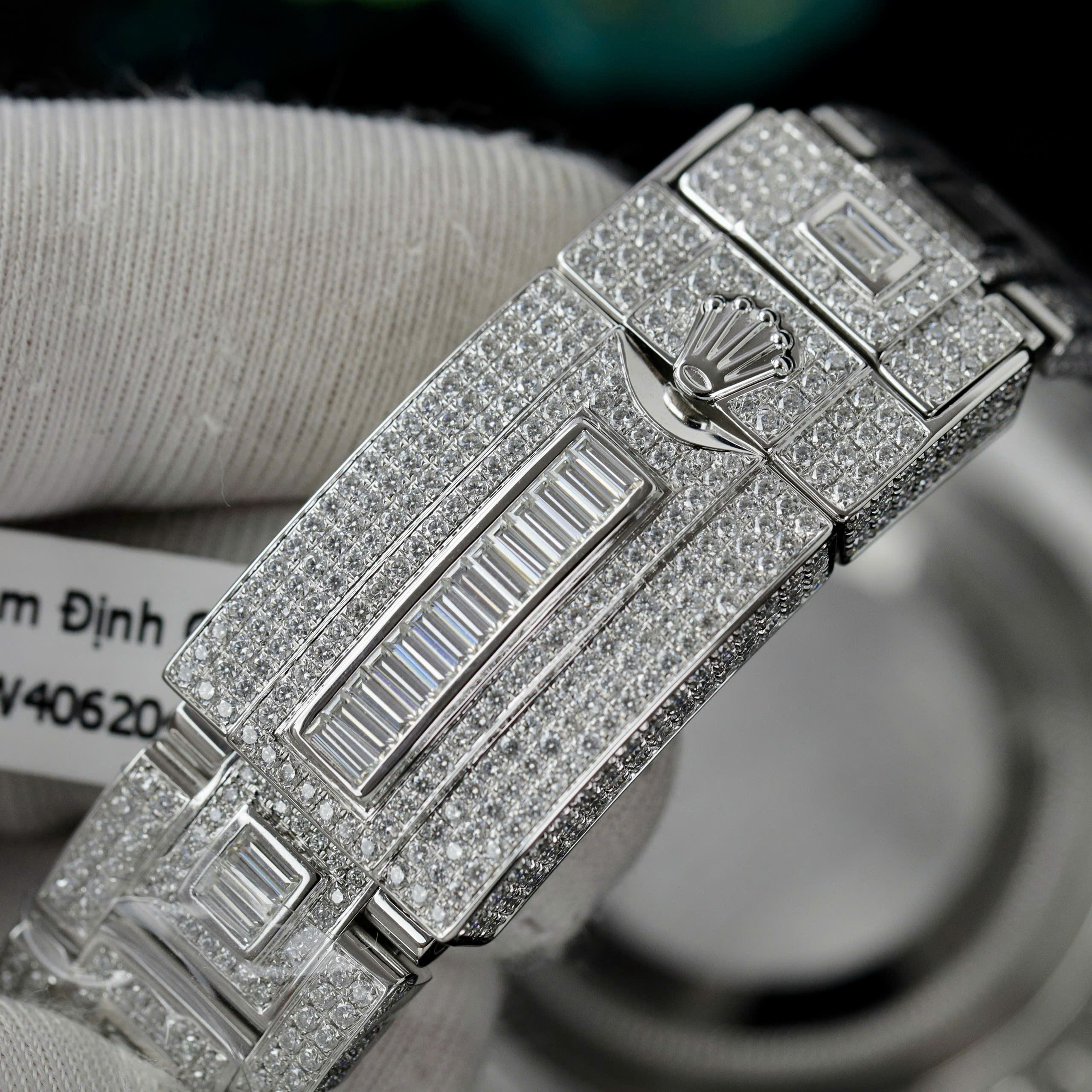 Rolex GMT-MASTER II Replica Watch Iced Out Diamond Moissanite Baguette 40mm (1)