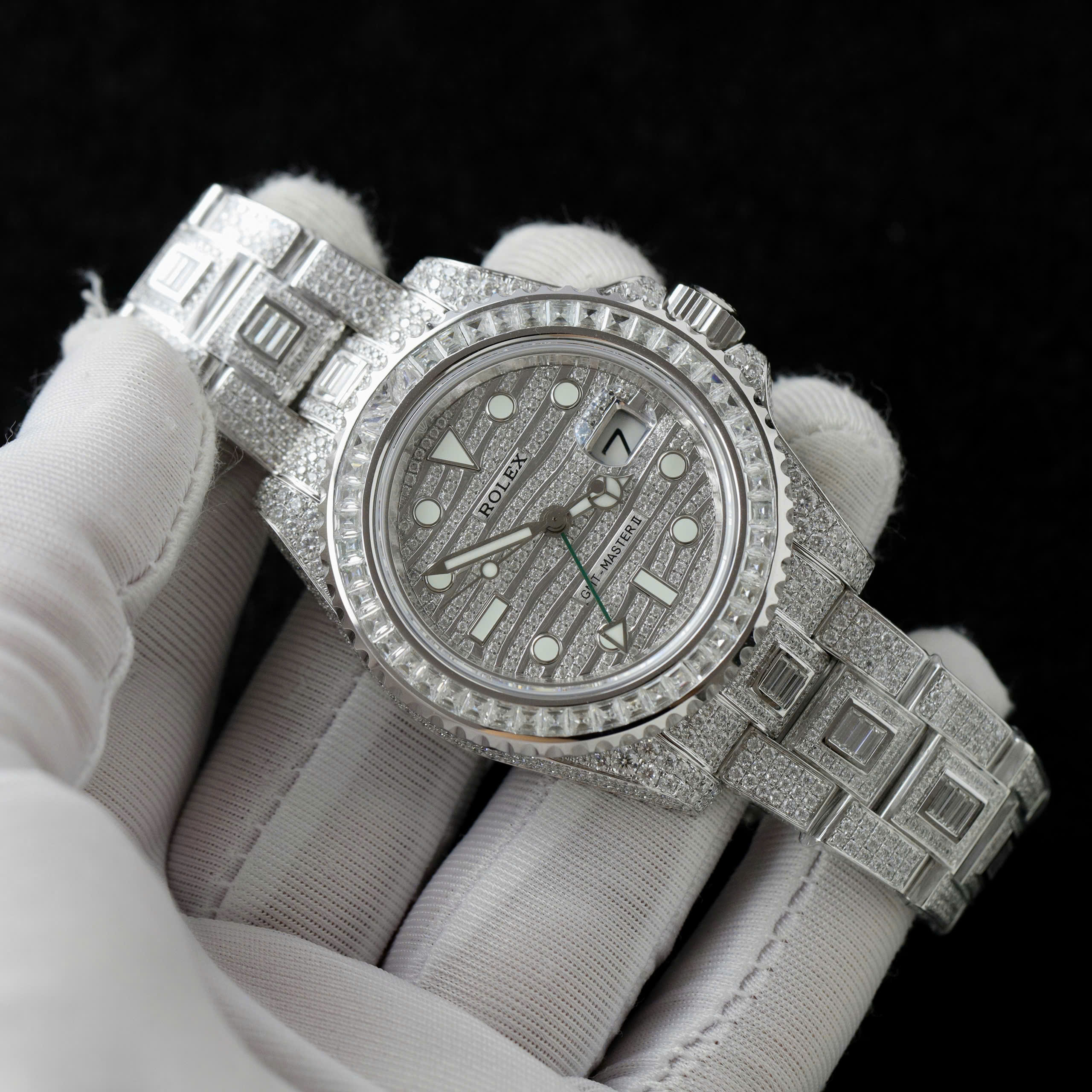 Rolex GMT-MASTER II Replica Watch Iced Out Diamond Moissanite Baguette 40mm (7)