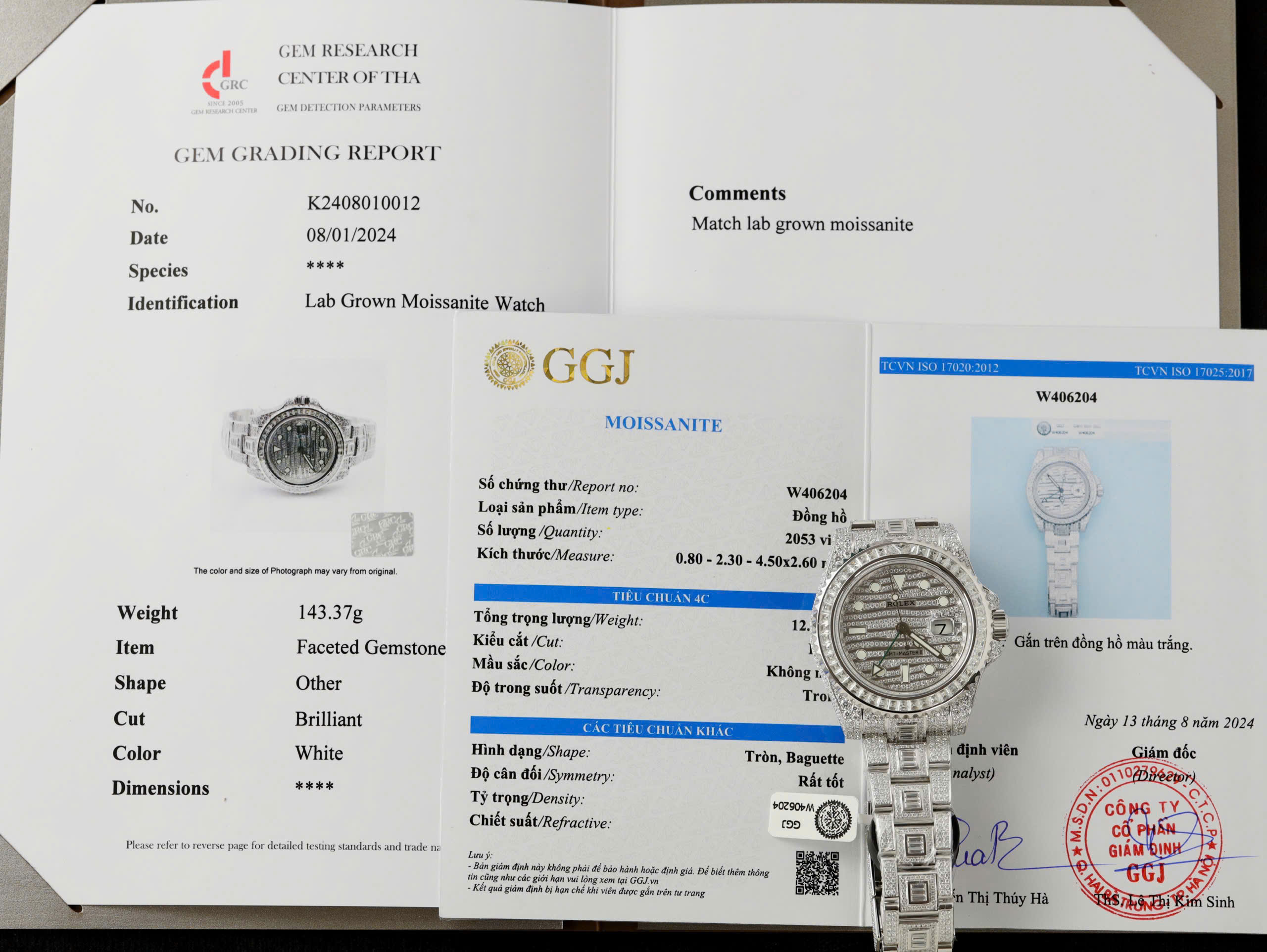 Rolex GMT-MASTER II Replica Watch Iced Out Diamond Moissanite Baguette 40mm (9)