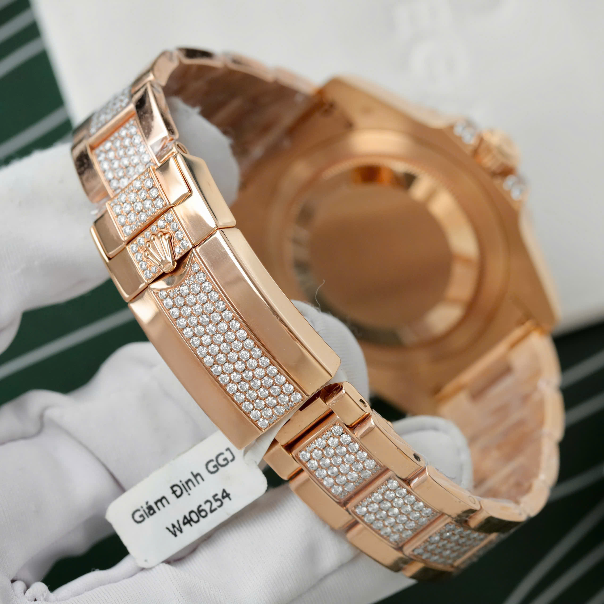 Rolex GMT-Master II 126755 SARU Luxury Replica Watch 18K Gold Wraaped Moissanite Dial Bezel Ruby Gem 40mm (1)