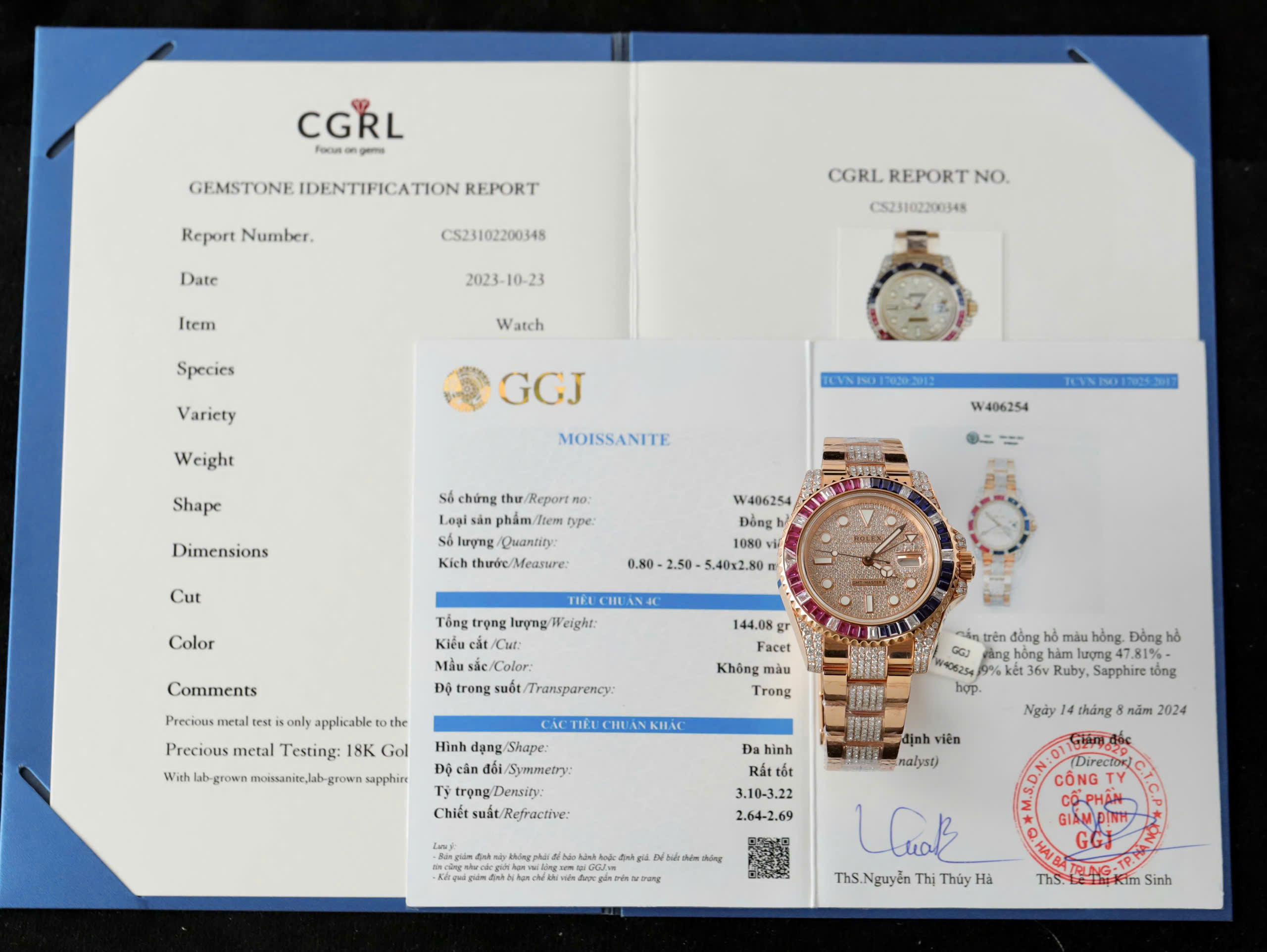 Rolex GMT-Master II 126755 SARU Luxury Replica Watch 18K Gold Wraaped Moissanite Dial Bezel Ruby Gem 40mm (9)