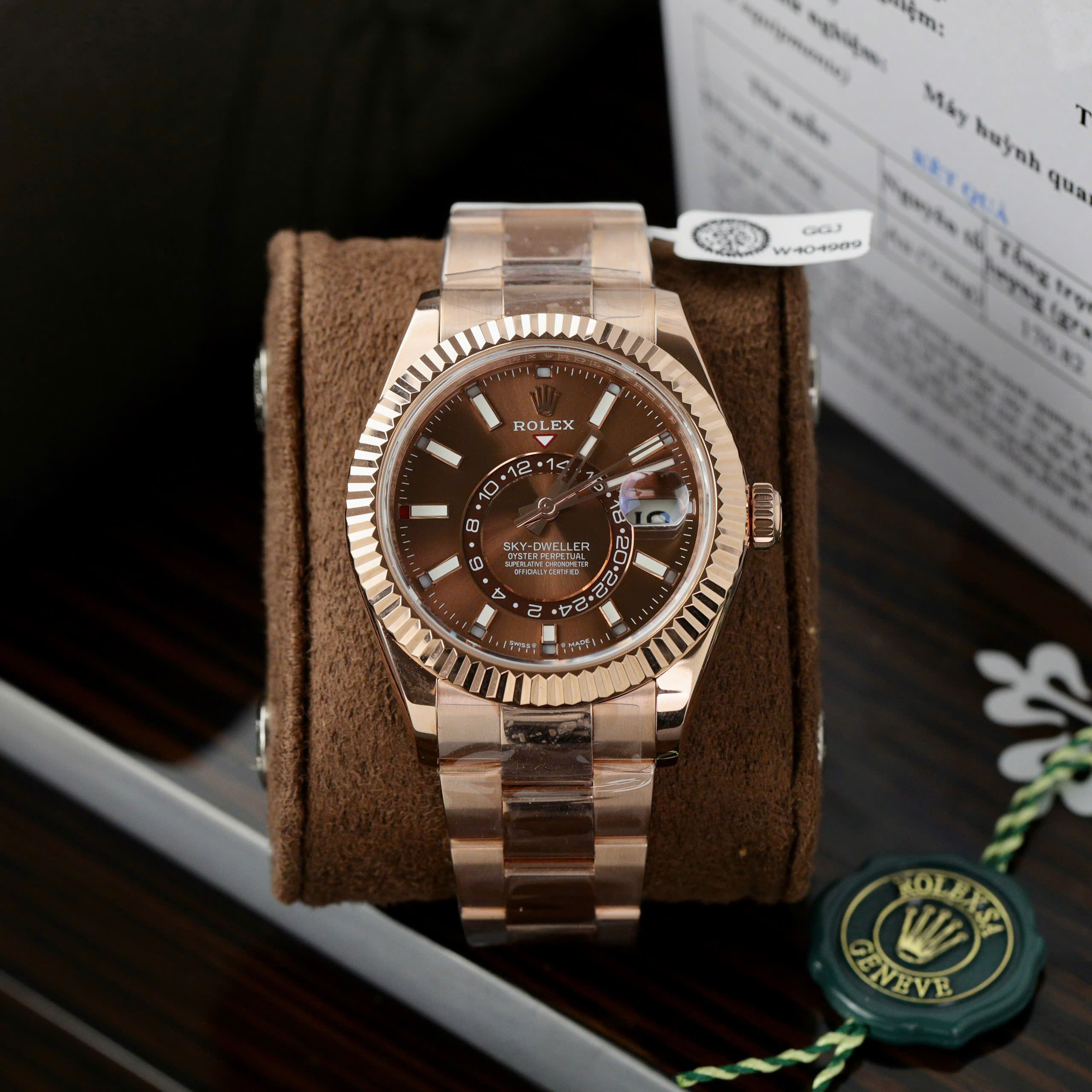 Rolex Sky-Dweller Imitaiton Watch Gold 18K Wrapped Brown Chocolate Dial Automatic 42mm (2)