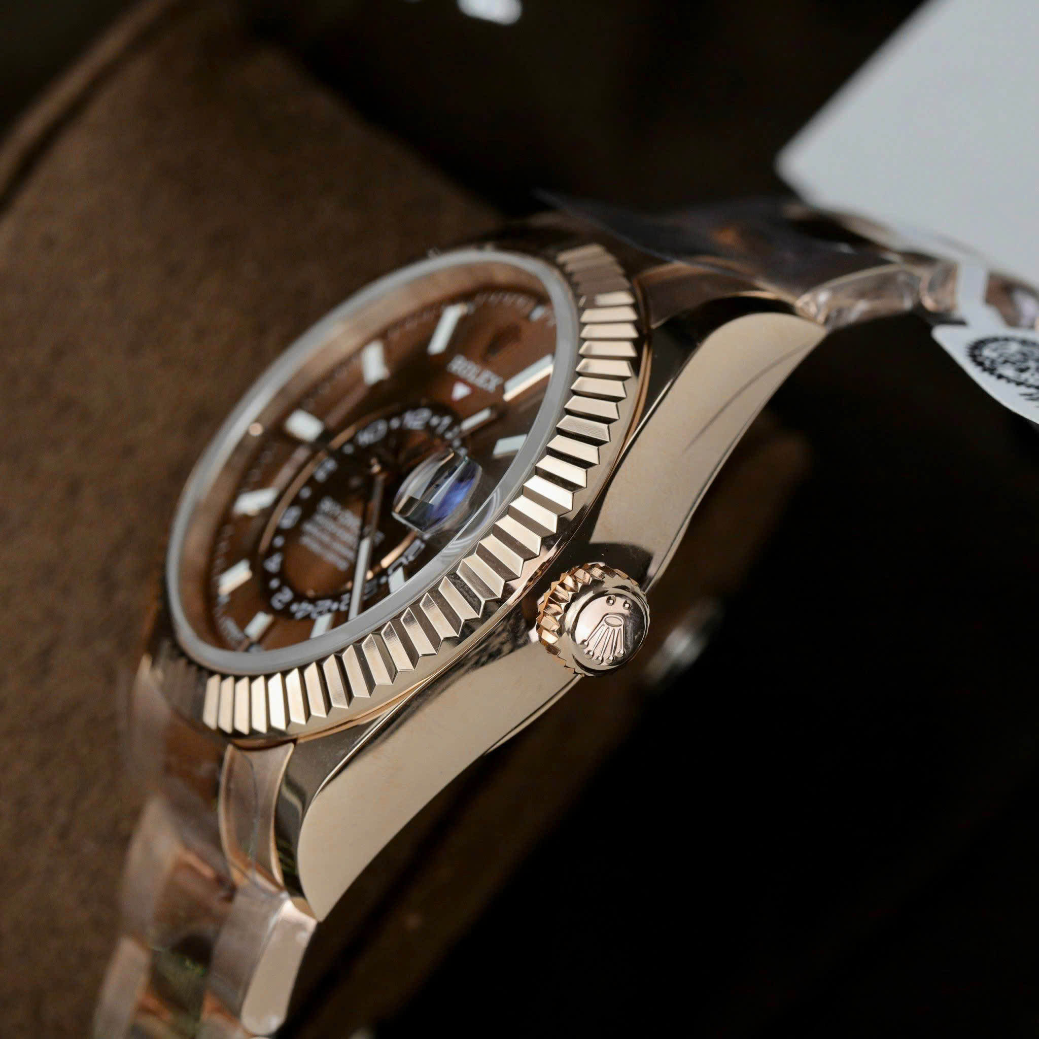 Rolex Sky-Dweller Imitaiton Watch Gold 18K Wrapped Brown Chocolate Dial Automatic 42mm (6)