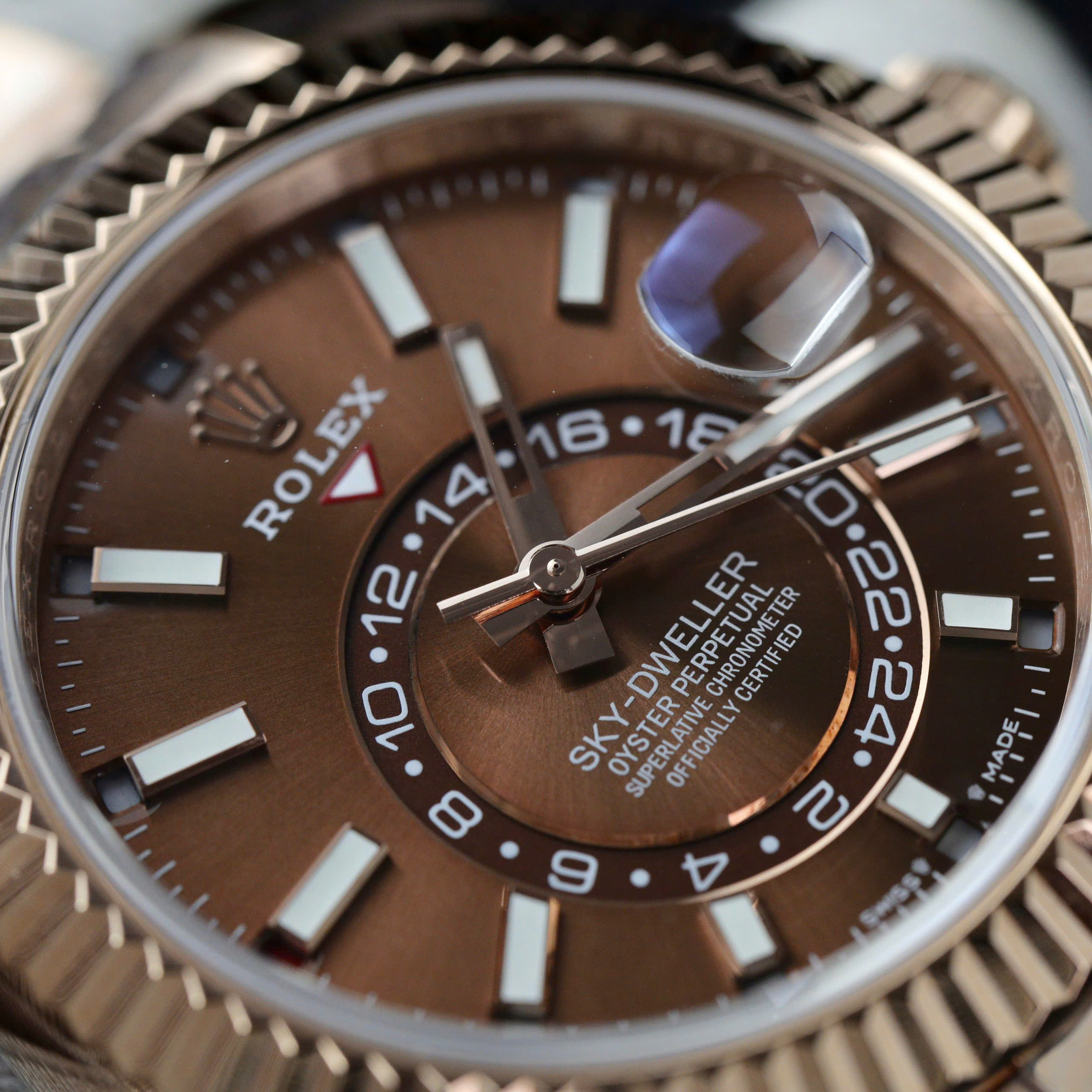 Rolex Sky-Dweller Imitaiton Watch Gold 18K Wrapped Brown Chocolate Dial Automatic 42mm (7)
