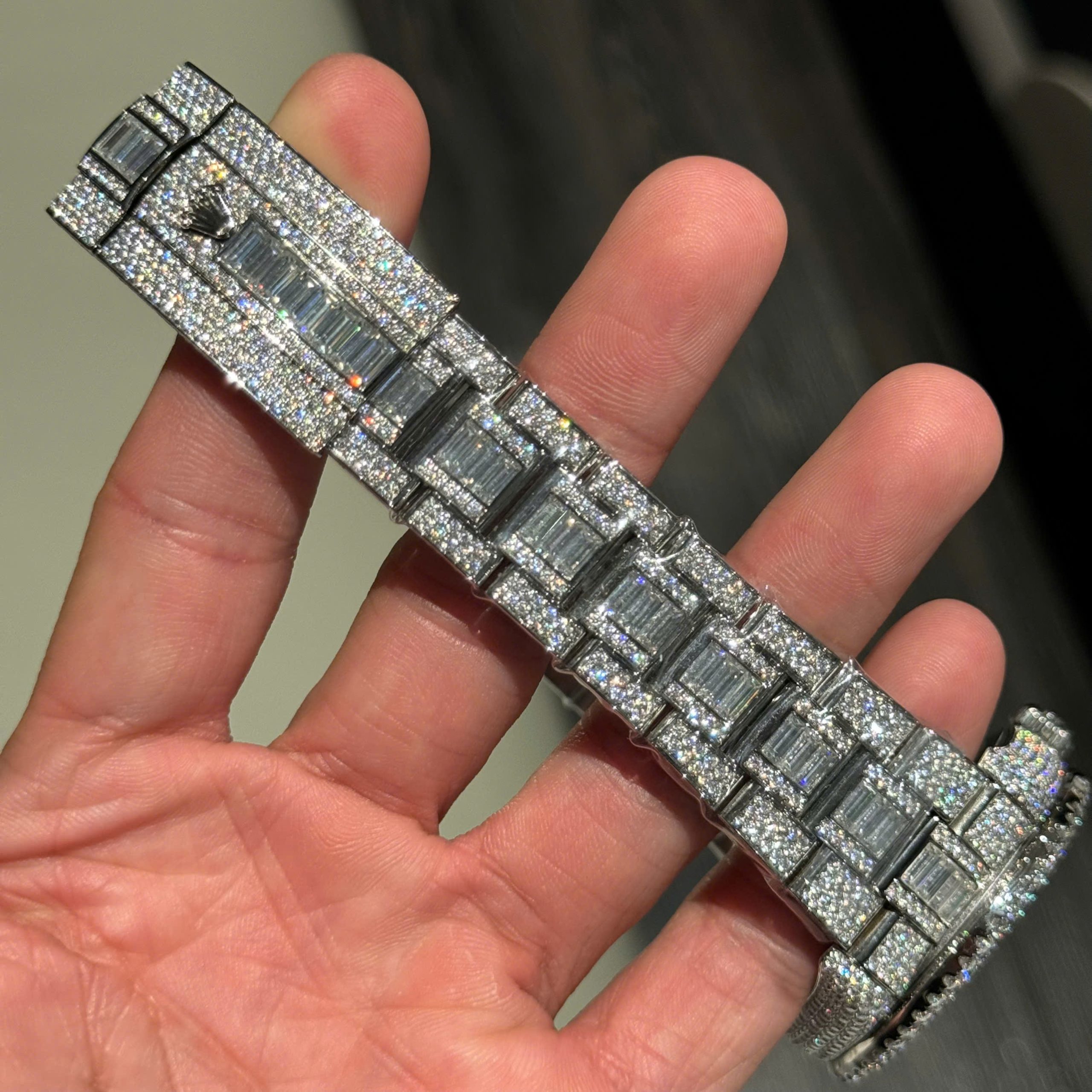 Rolex Sky-Dweller Imitation Iced Out Diamond Moissanite Grey Dial Automatic 42mm (5)