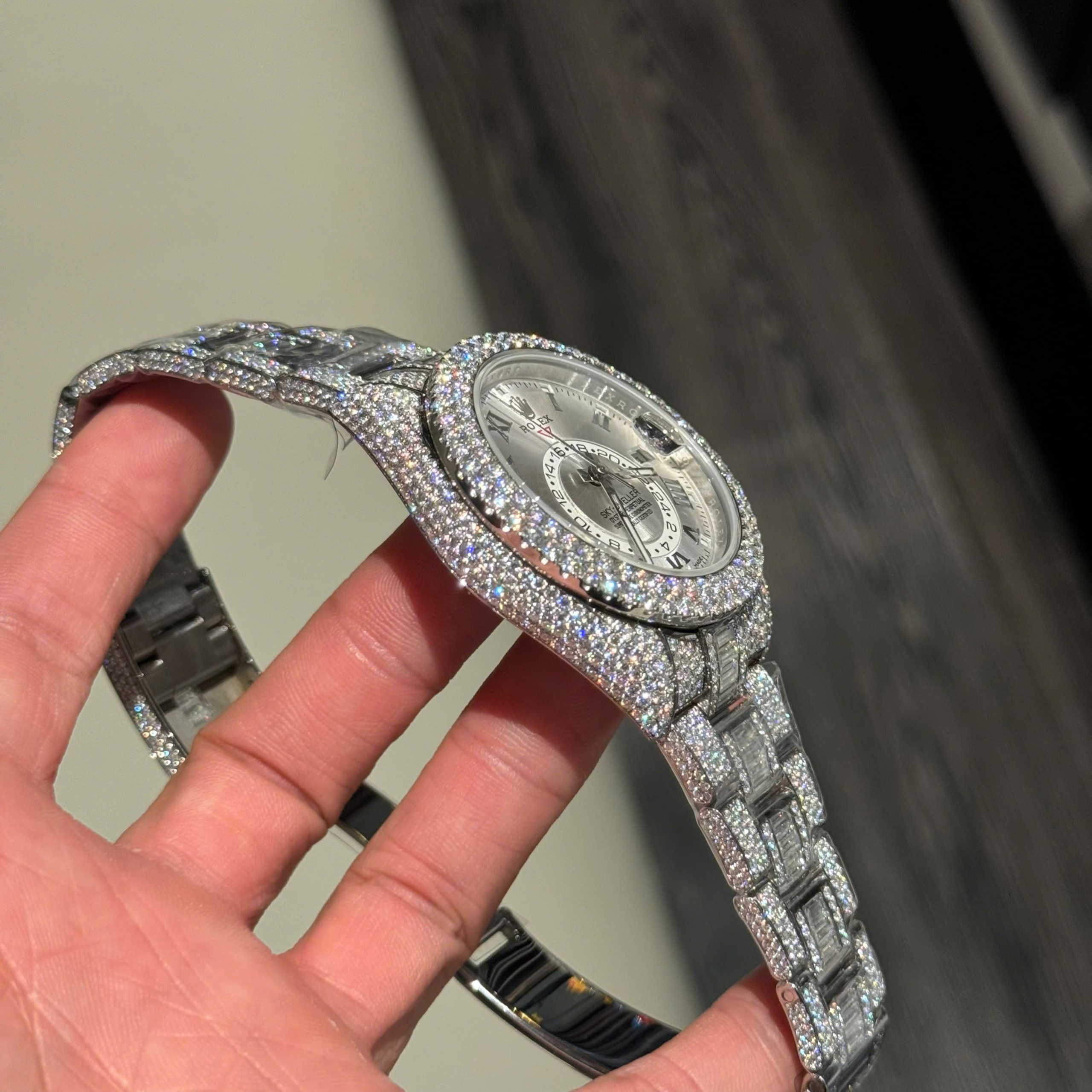 Rolex Sky-Dweller Imitation Iced Out Diamond Moissanite Grey Dial Automatic 42mm (7)
