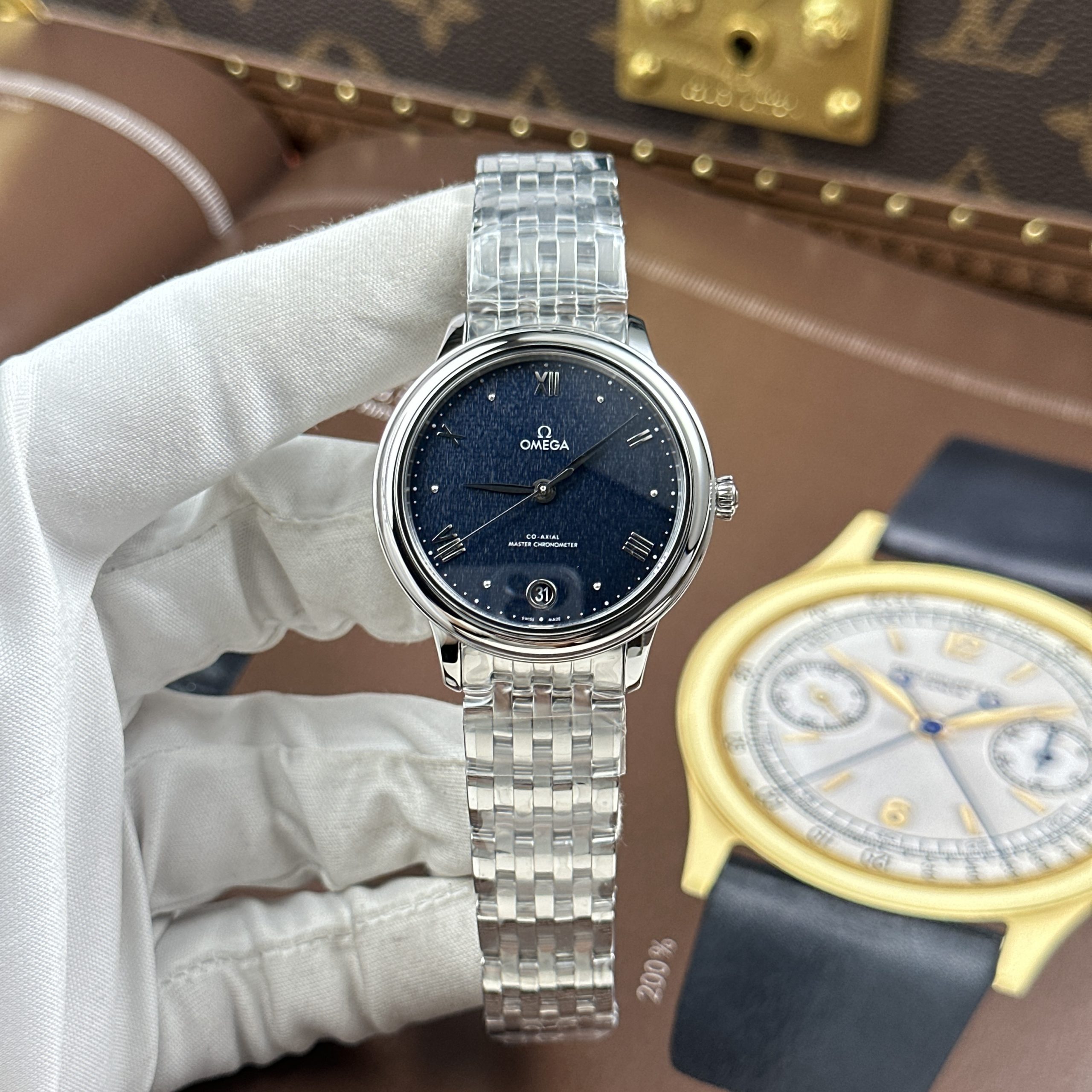 Omega De Ville Prestige Good Imitation Watches Blue Dial Automatic Stainless Steel 34mm (14)
