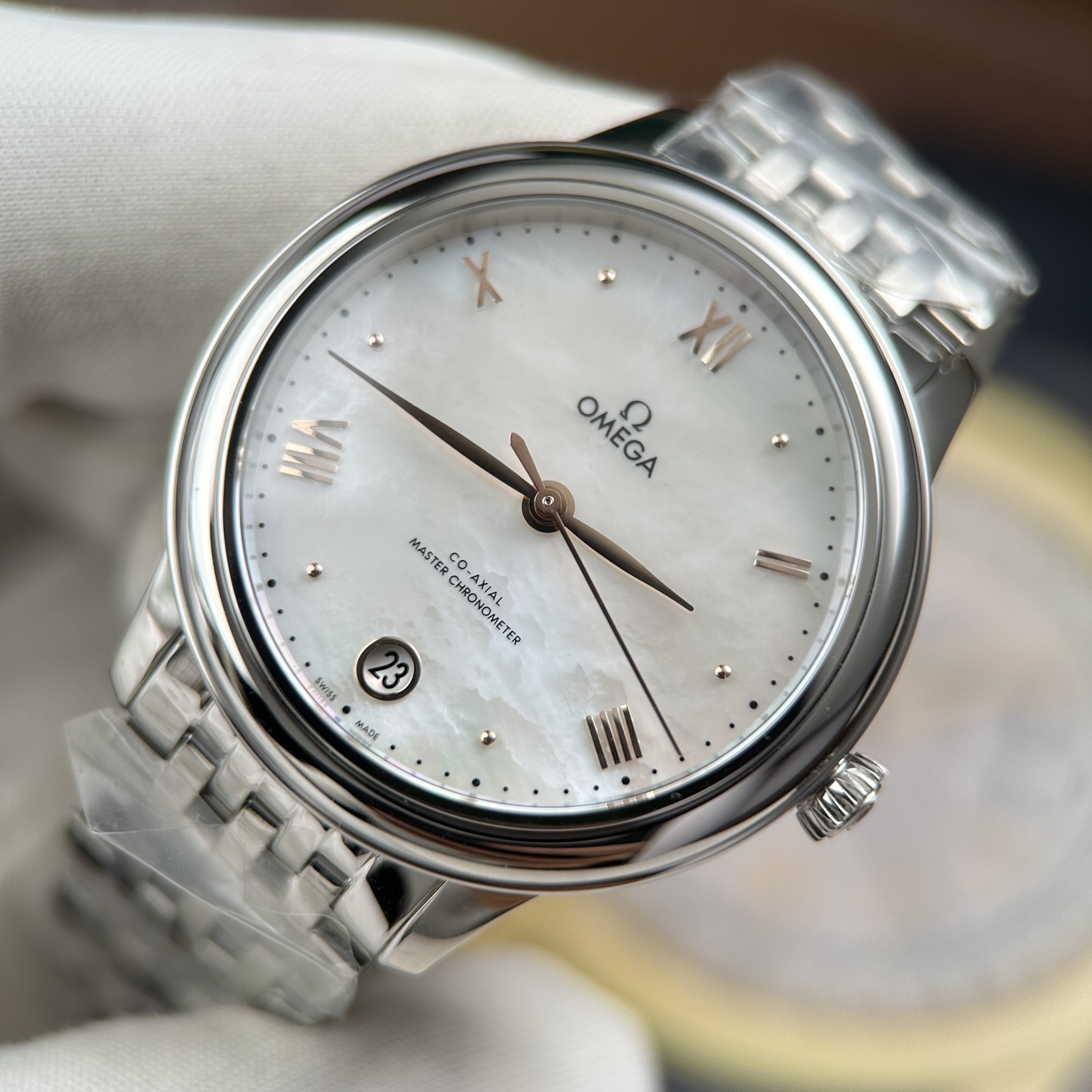 Omega De Ville Prestige Imitation Watch Mother Of Pearl Dial 34mm (10)