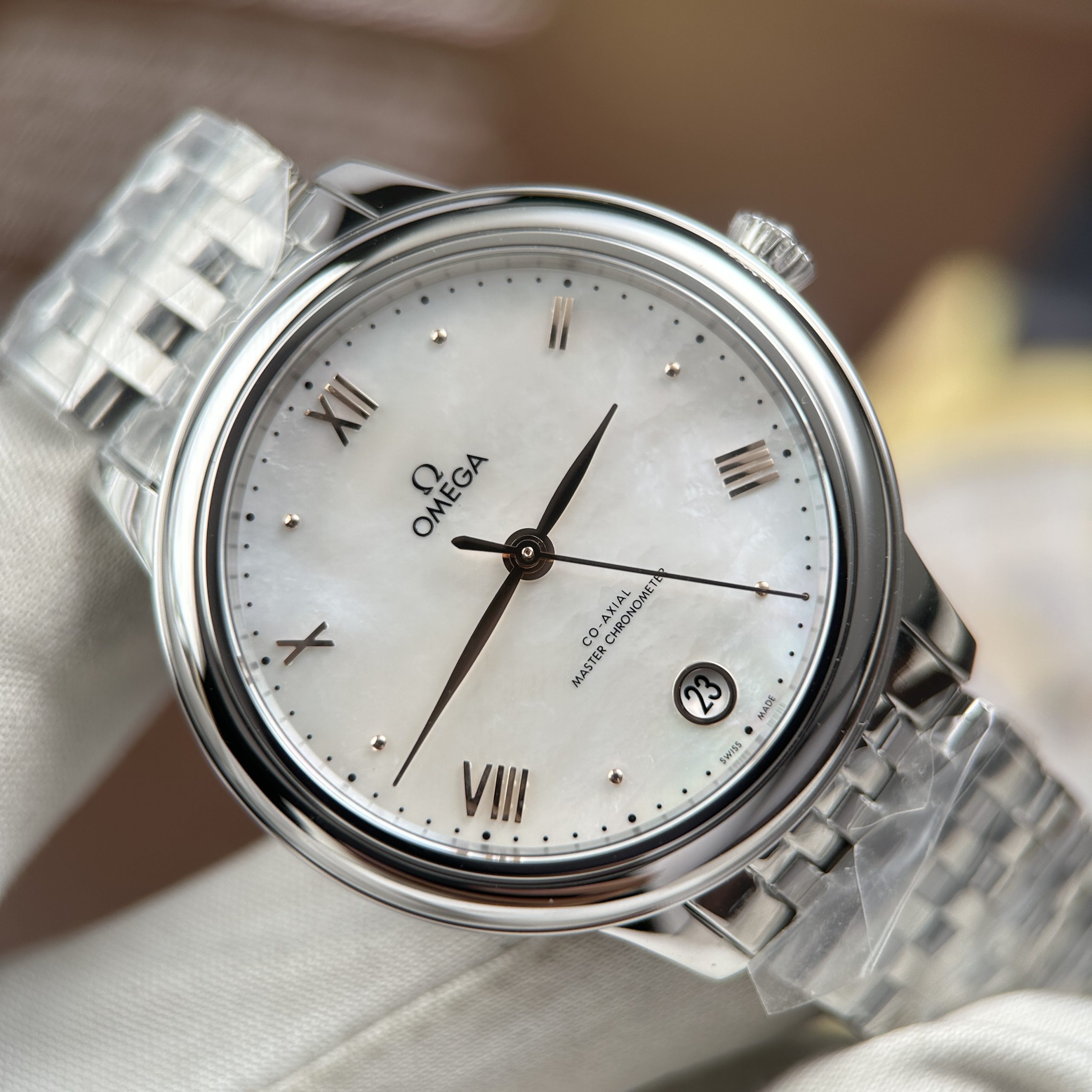 Omega De Ville Prestige Imitation Watch Mother Of Pearl Dial 34mm (9)