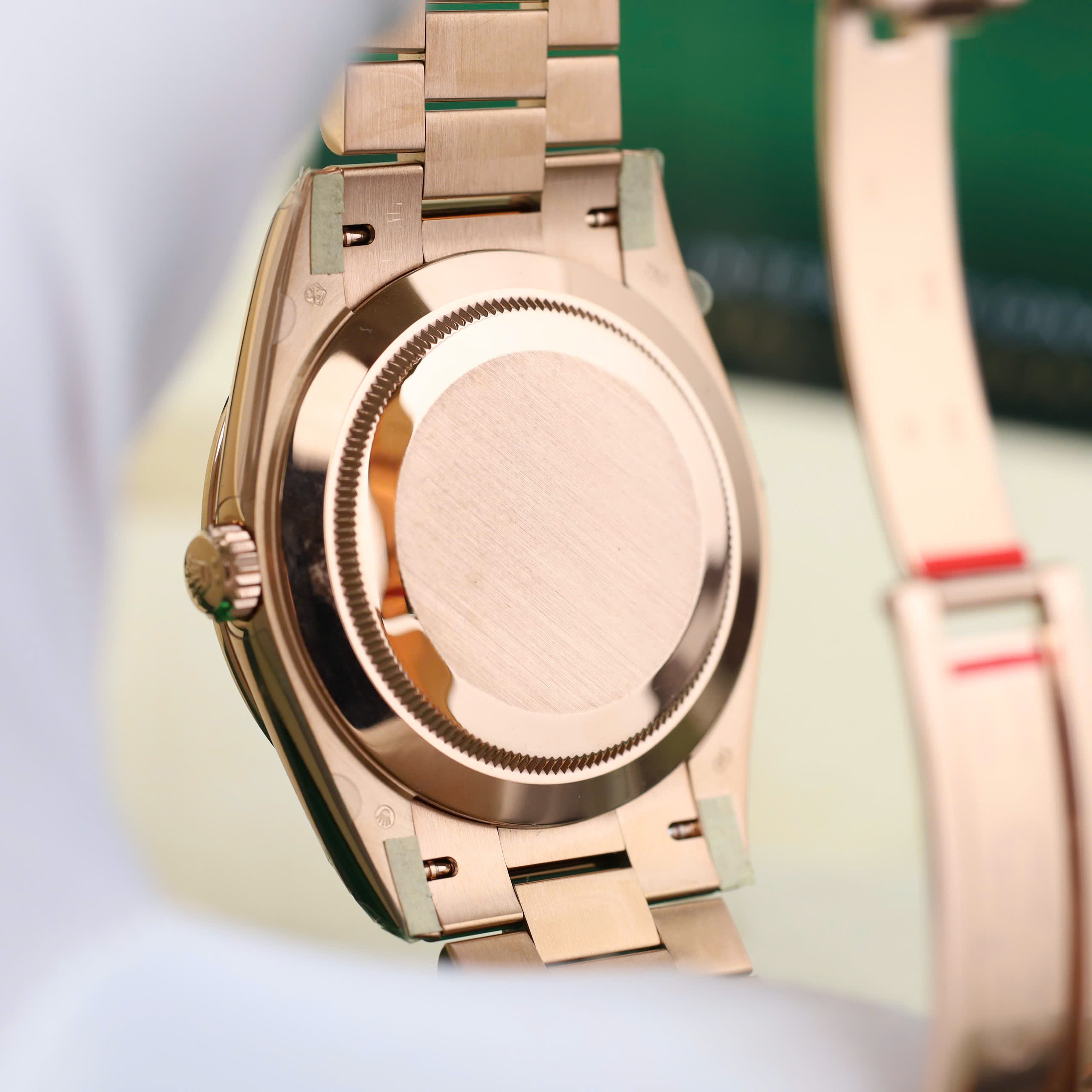 Rolex DateJust Good Imitation Watches Rose Gold Plate Brown Chocolate Dial Rhinestone Baguette + Ruby Hours 40mm (3)