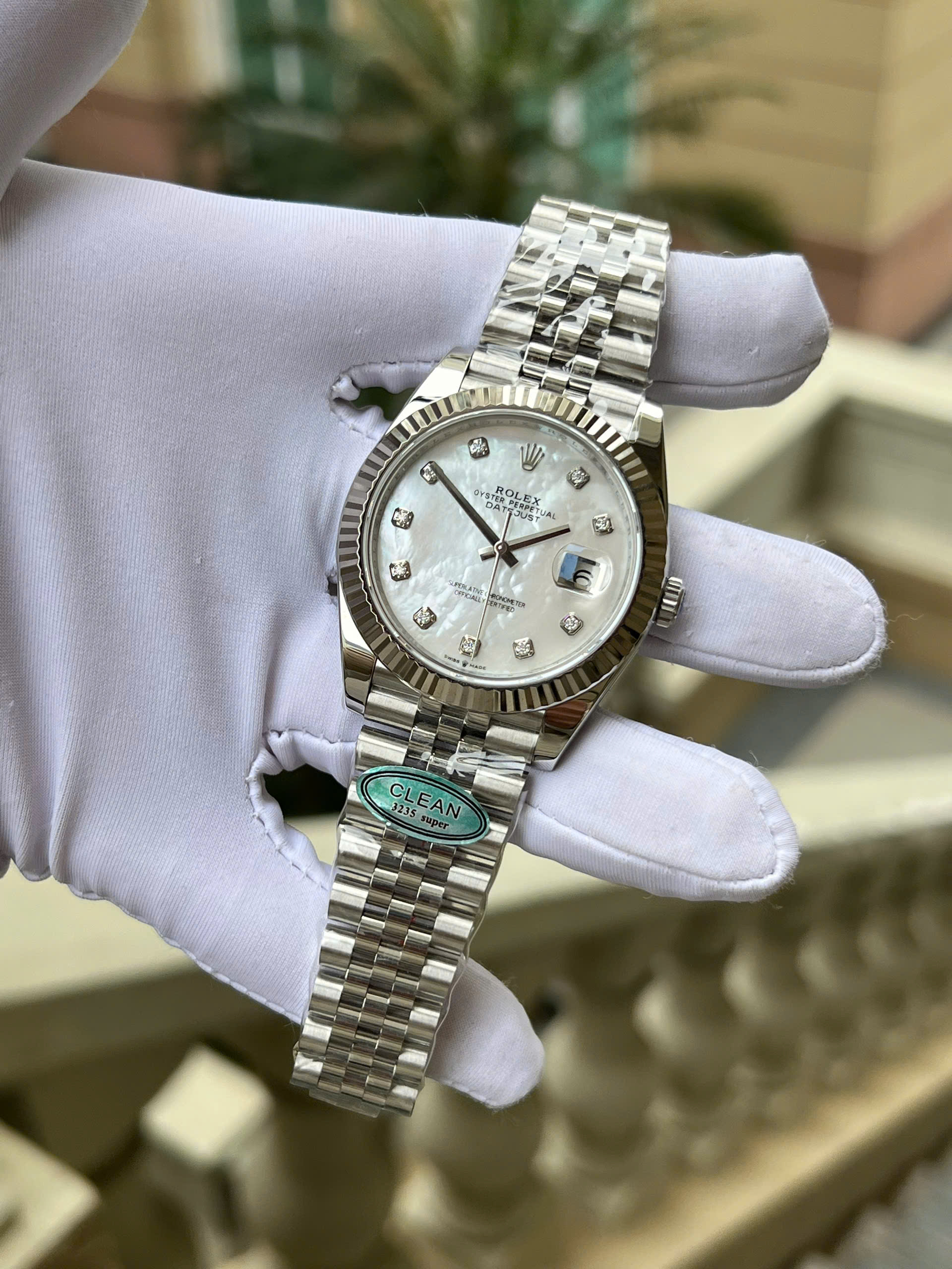 Rolex DateJust Imitation Watches Mother Of Pearl Dial Diamond Moissanie Hours Clean Factory 40mm (5)