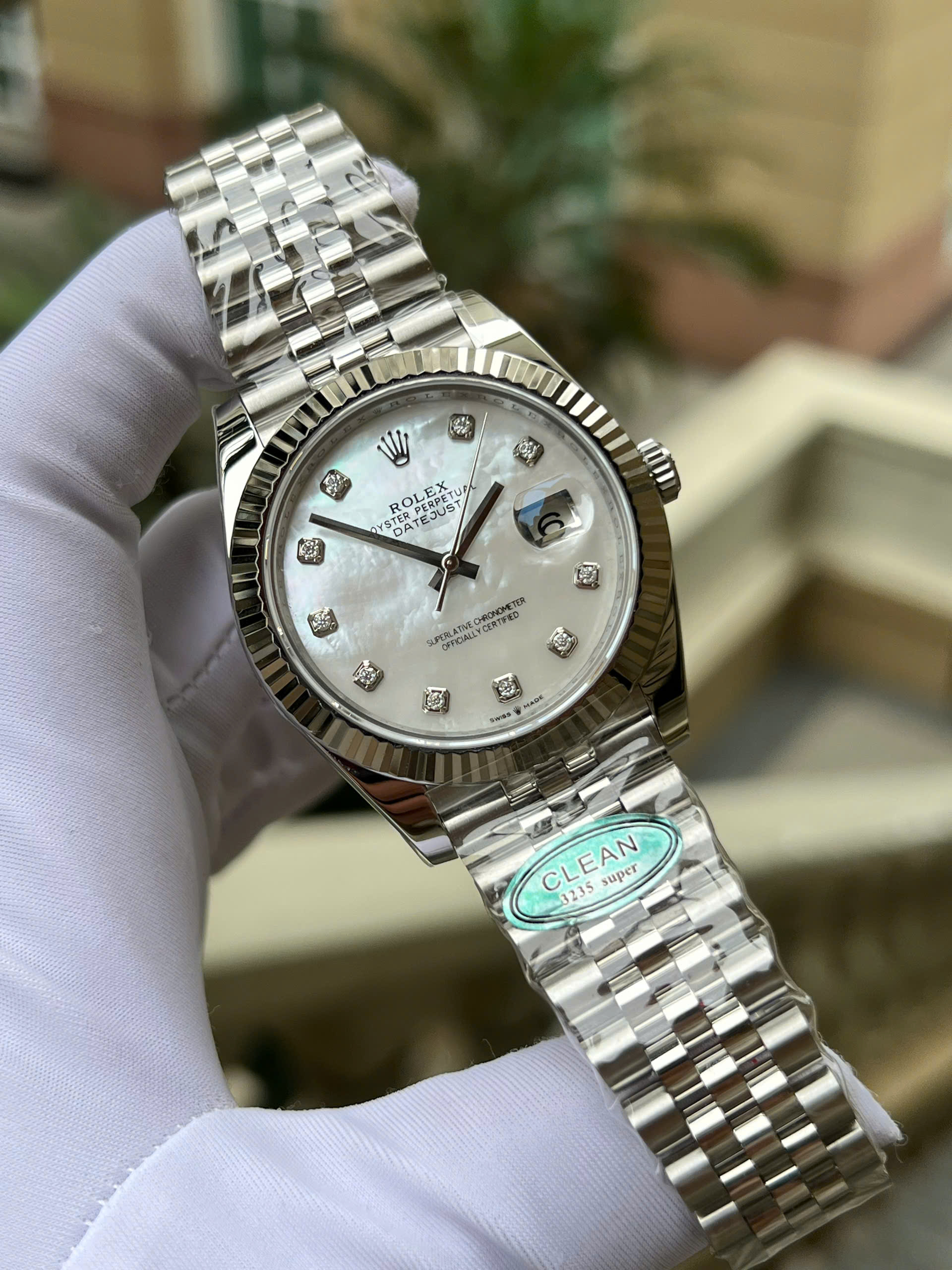 Rolex DateJust Imitation Watches Mother Of Pearl Dial Diamond Moissanie Hours Clean Factory 40mm (7)