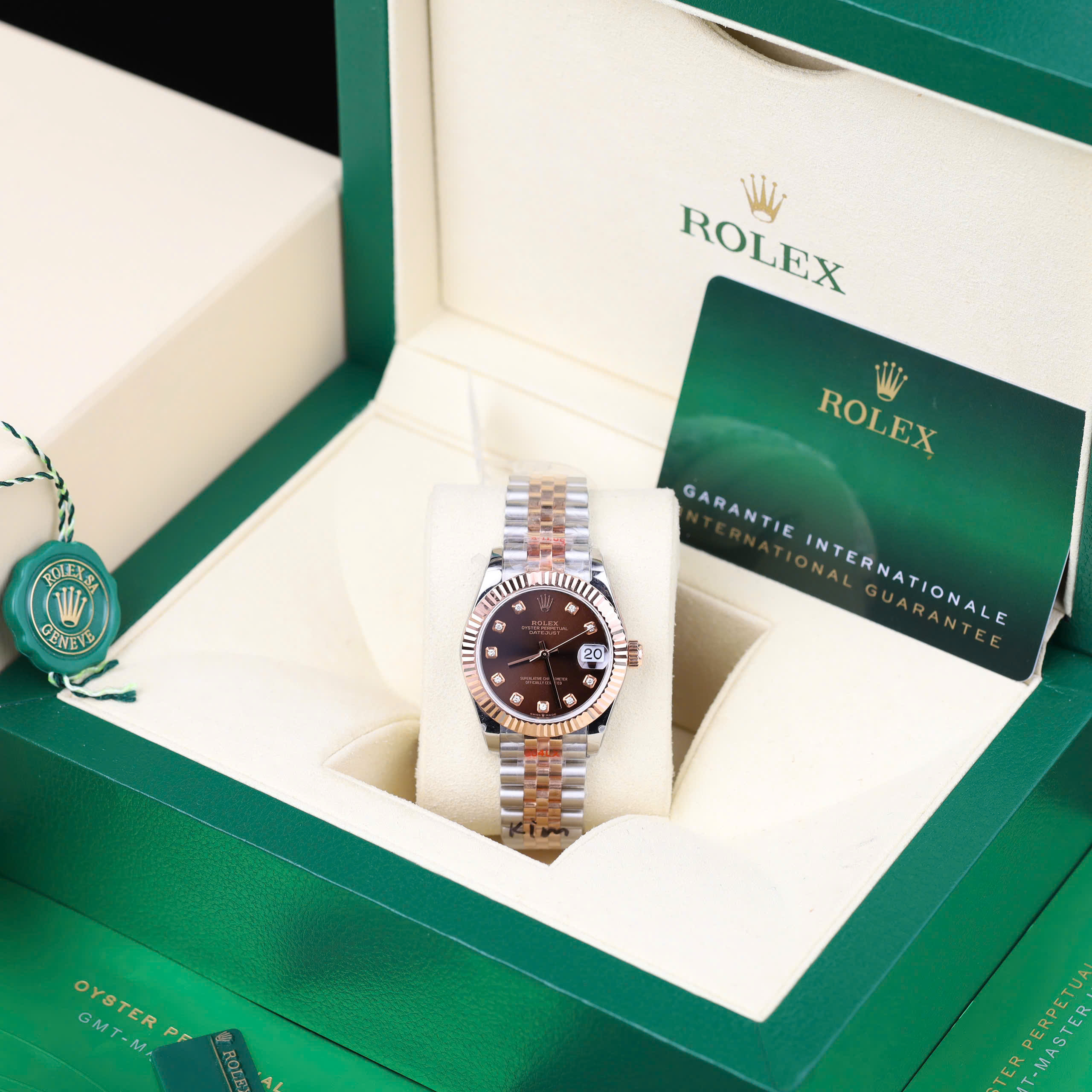 Rolex DateJust Knock Off Watch 18K Gold Wrapped Brown Chocolate Dial Natural Diamond Hours GM Factory 31mm (3)