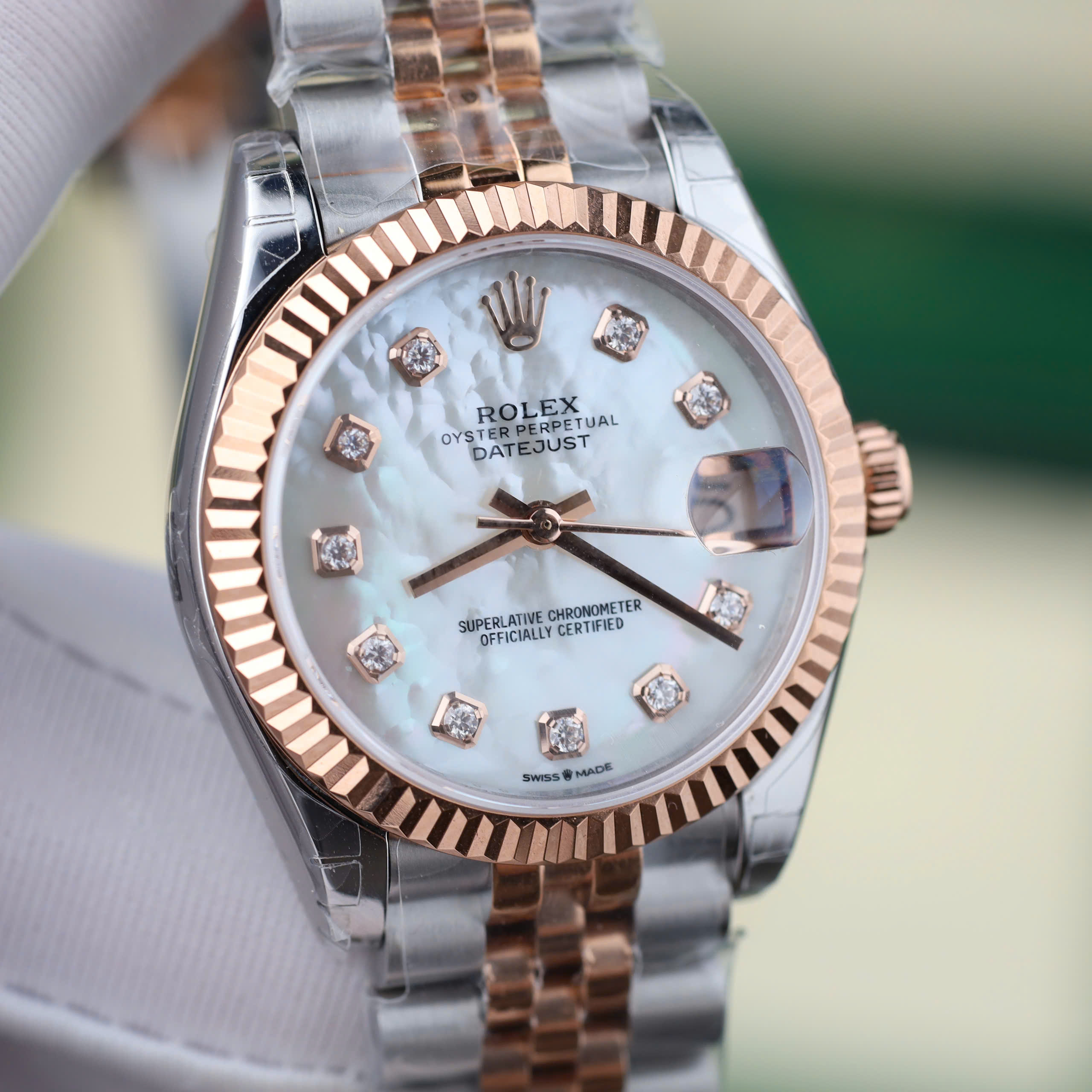 Rolex DateJust Lady Best Quality Replica Watches Mother Of Pearl Dial Moissanite Hours 31mm (6)