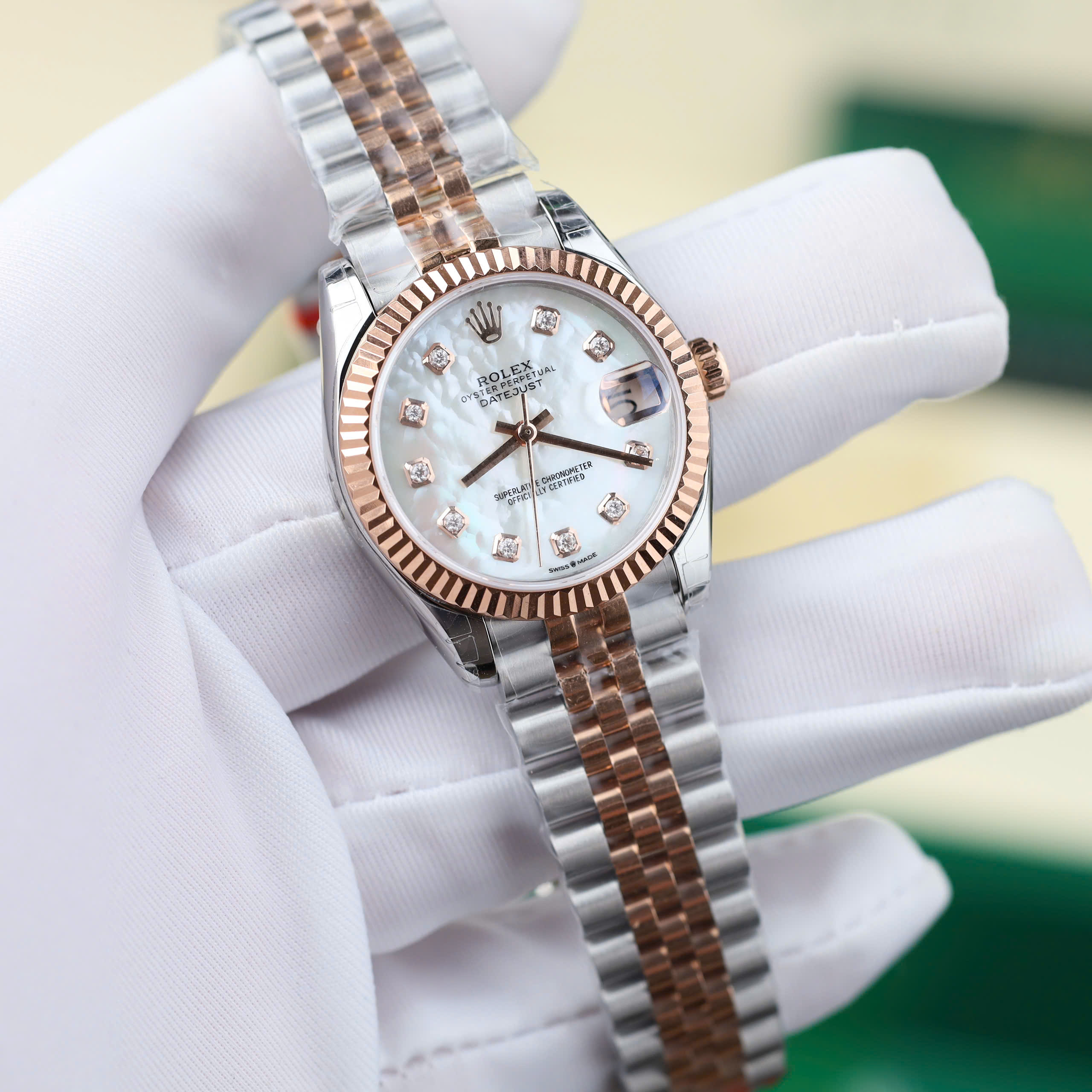 Rolex DateJust Lady Best Quality Replica Watches Mother Of Pearl Dial Moissanite Hours 31mm (7)