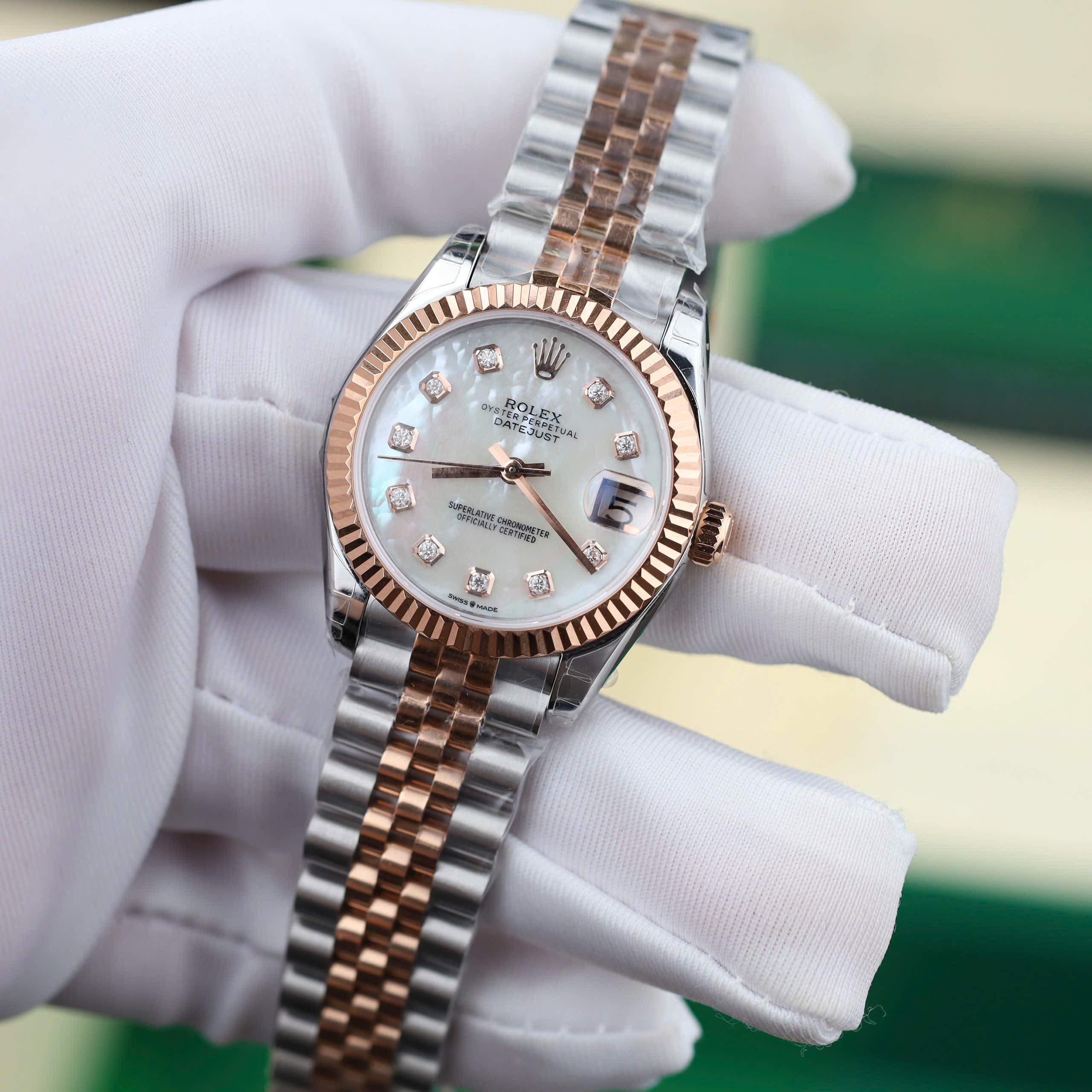 Rolex DateJust Lady Best Quality Replica Watches Mother Of Pearl Dial Moissanite Hours 31mm (8)