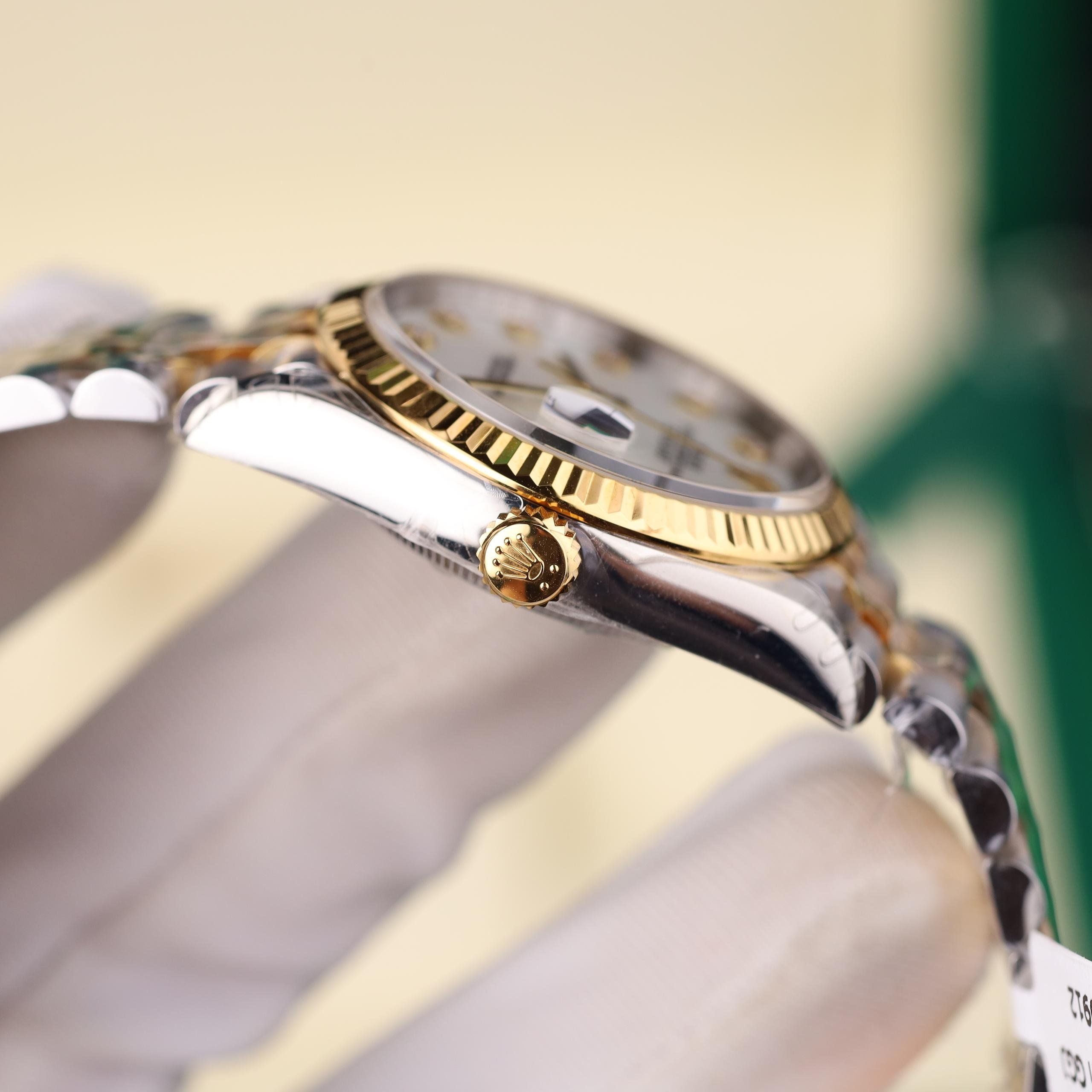 Rolex DateJust Replica Luxury Watches Two Tone Gold Plate Mother Of Pearl Dial Diamond Moissanite Hours VS Factory 41mm (5)